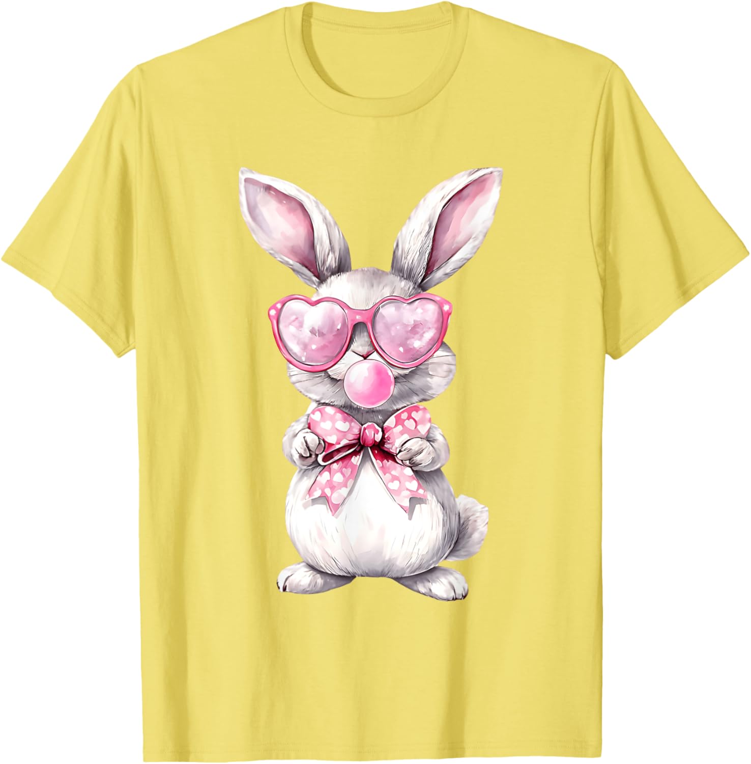 Cute Bunny Rabbit Face Coquette Bow Girl Happy Easter Day T-Shirt