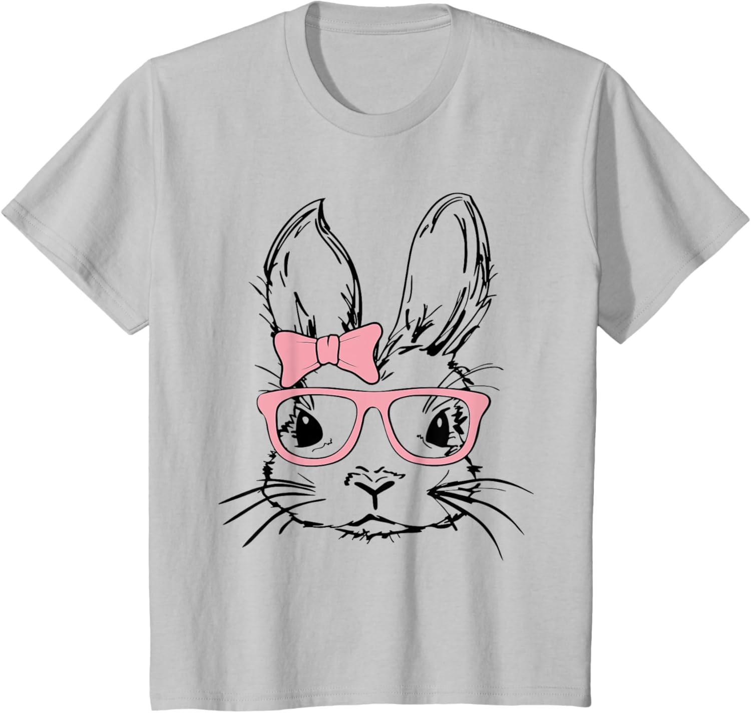 Cute Bunny Rabbit Face Coquette Bow Girl Happy Easter Day T-Shirt