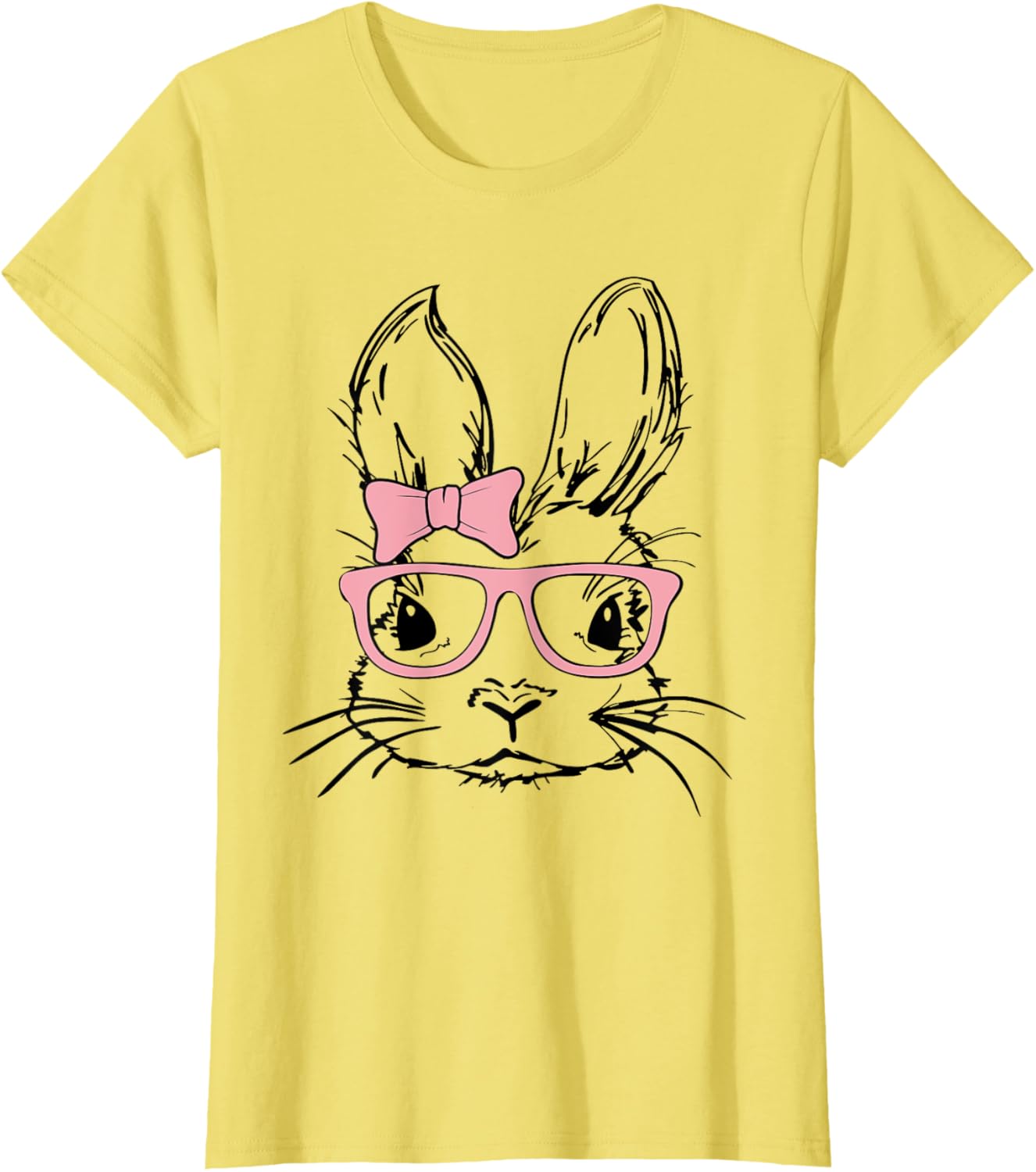 Cute Bunny Rabbit Face Coquette Bow Girl Happy Easter Day T-Shirt