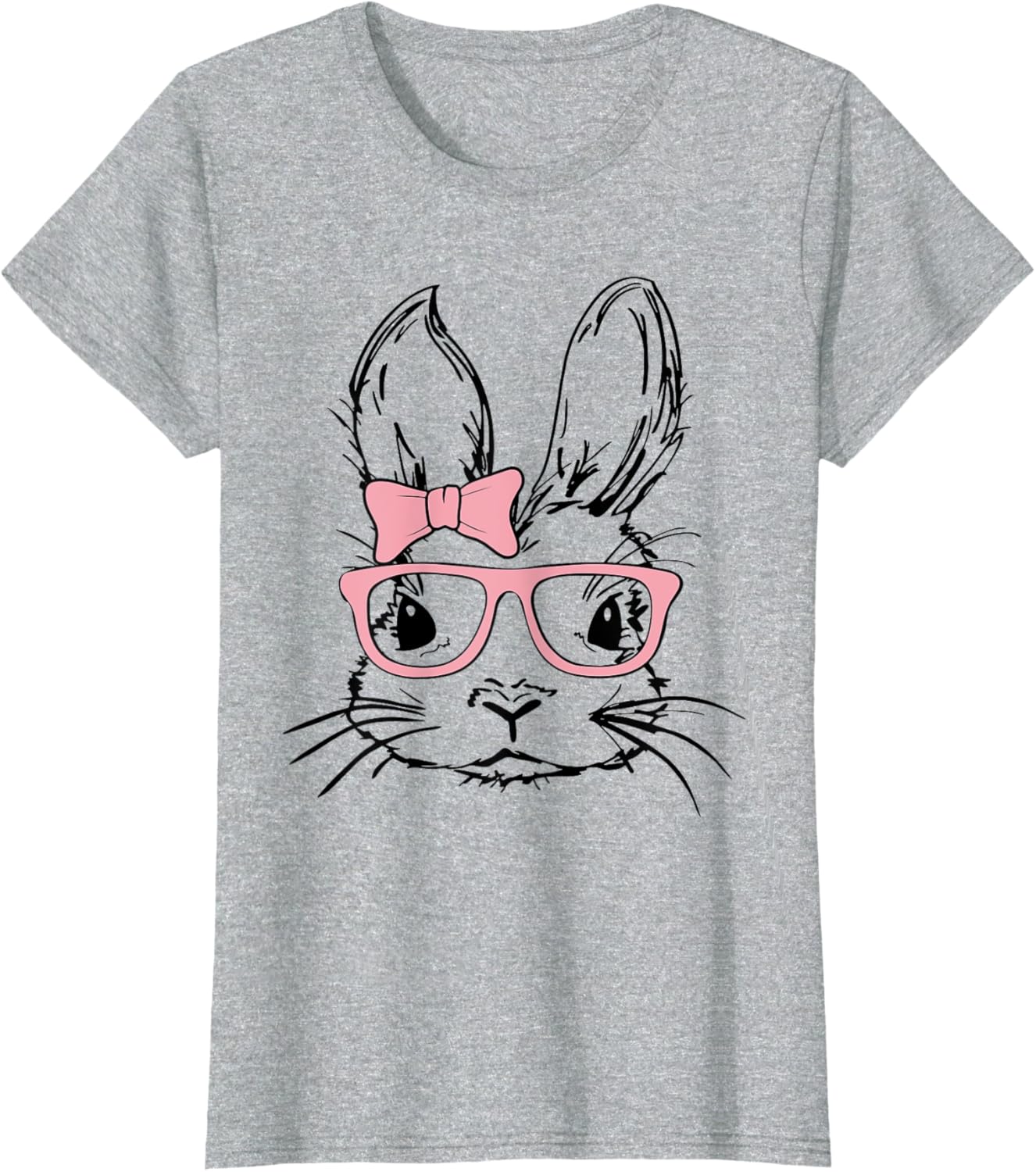 Cute Bunny Rabbit Face Coquette Bow Girl Happy Easter Day T-Shirt