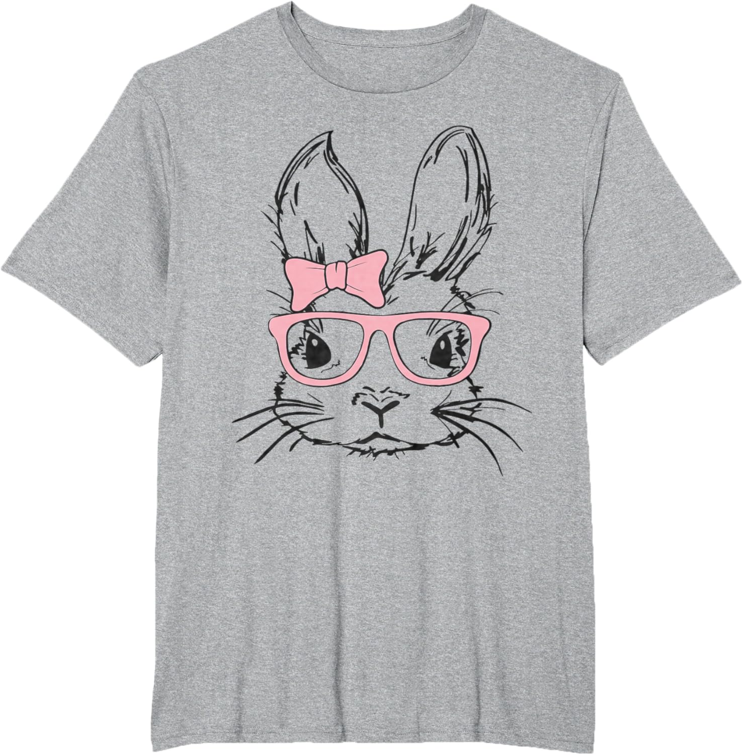 Cute Bunny Rabbit Face Coquette Bow Girl Happy Easter Day T-Shirt