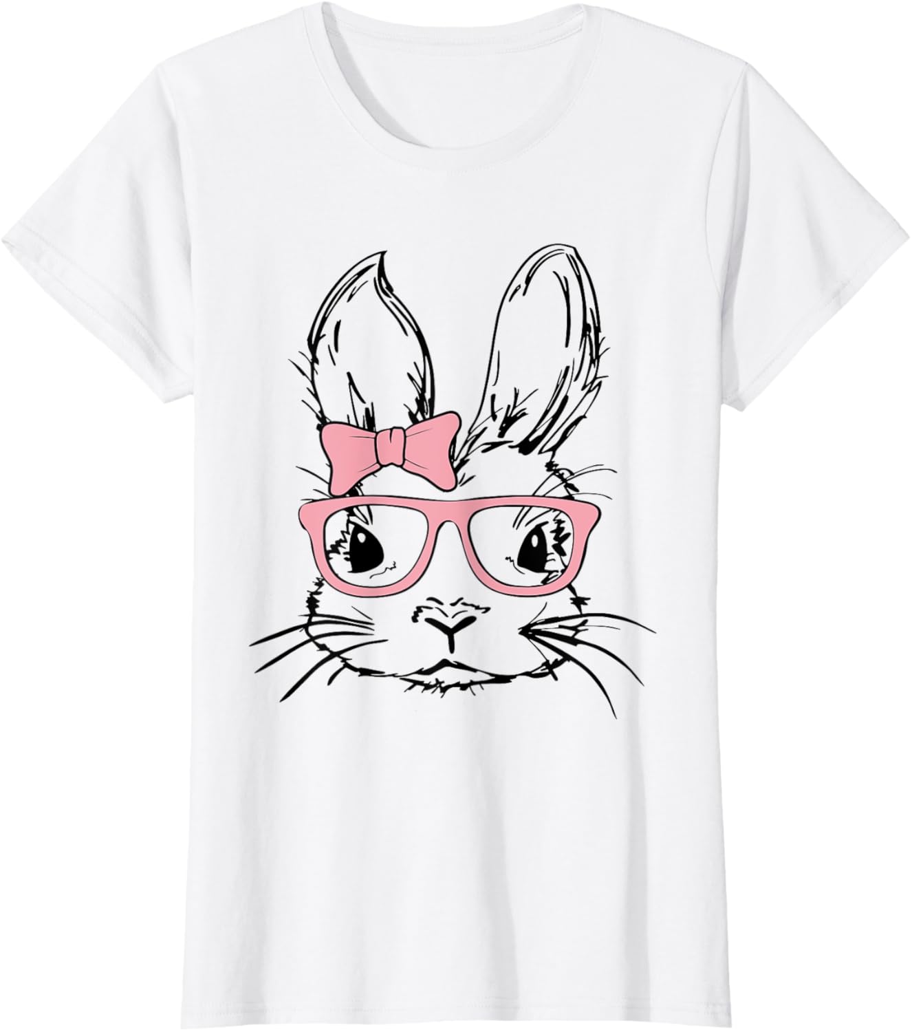 Cute Bunny Rabbit Face Coquette Bow Girl Happy Easter Day T-Shirt