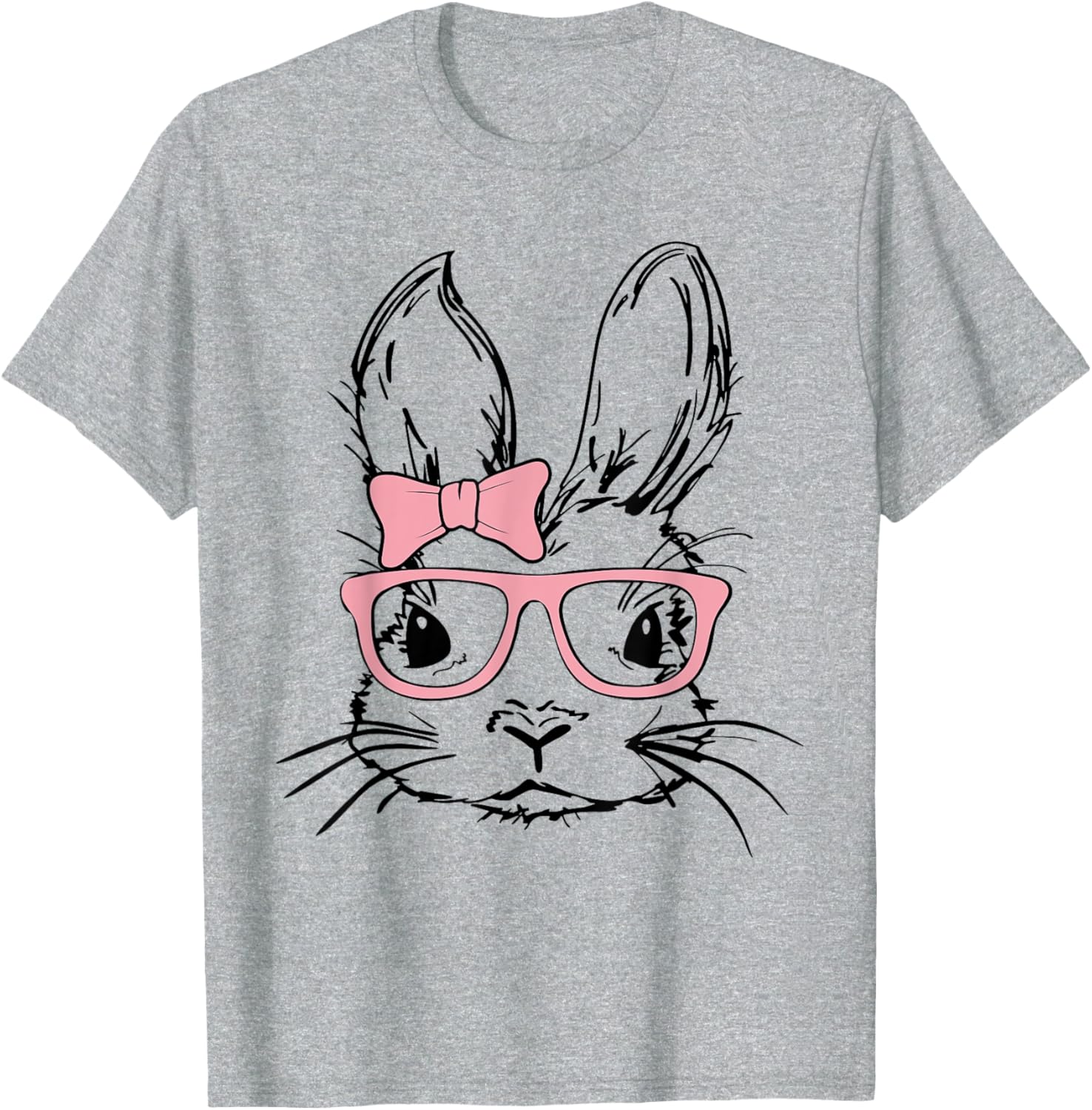 Cute Bunny Rabbit Face Coquette Bow Girl Happy Easter Day T-Shirt