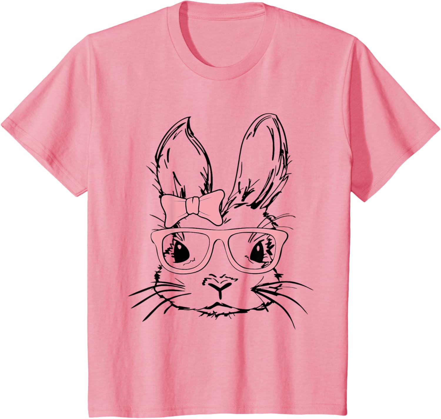 Cute Bunny Rabbit Face Coquette Bow Girl Happy Easter Day T-Shirt