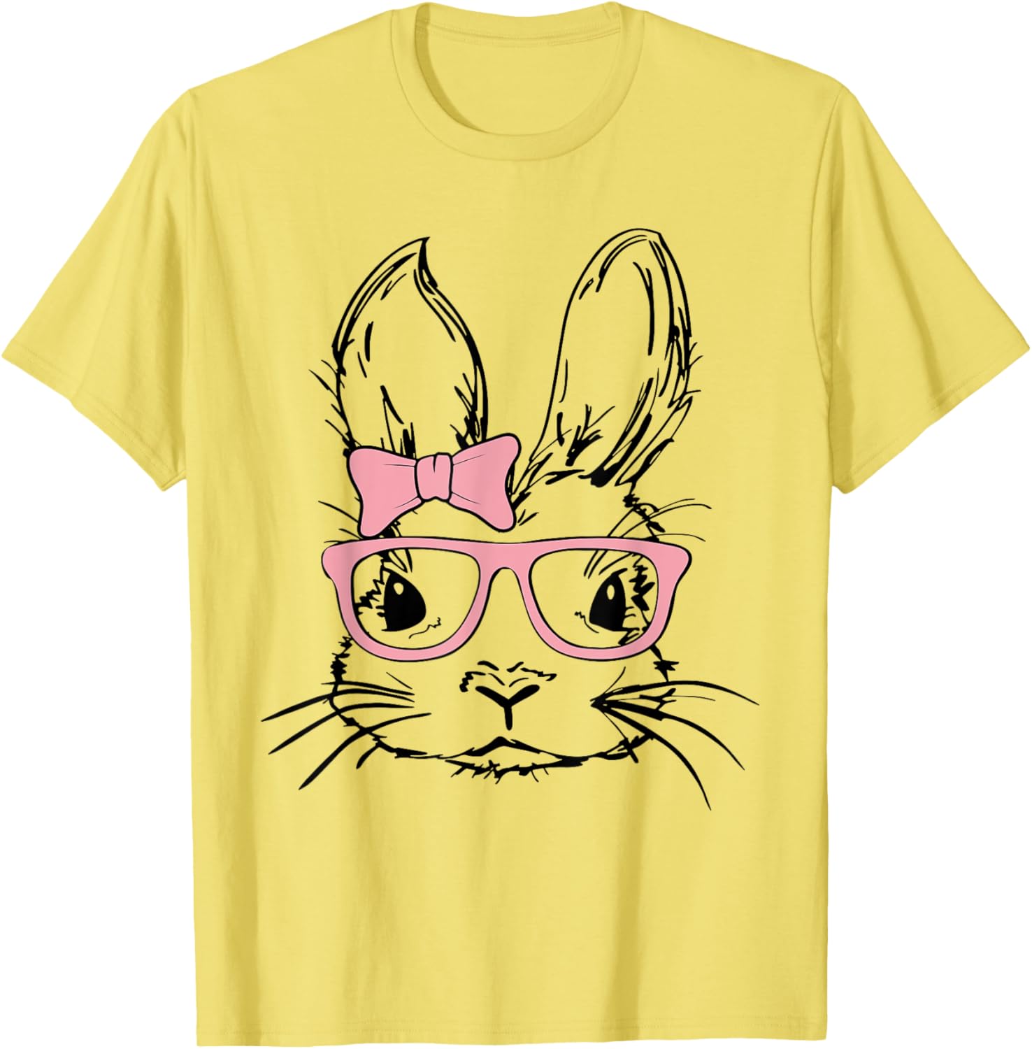 Cute Bunny Rabbit Face Coquette Bow Girl Happy Easter Day T-Shirt