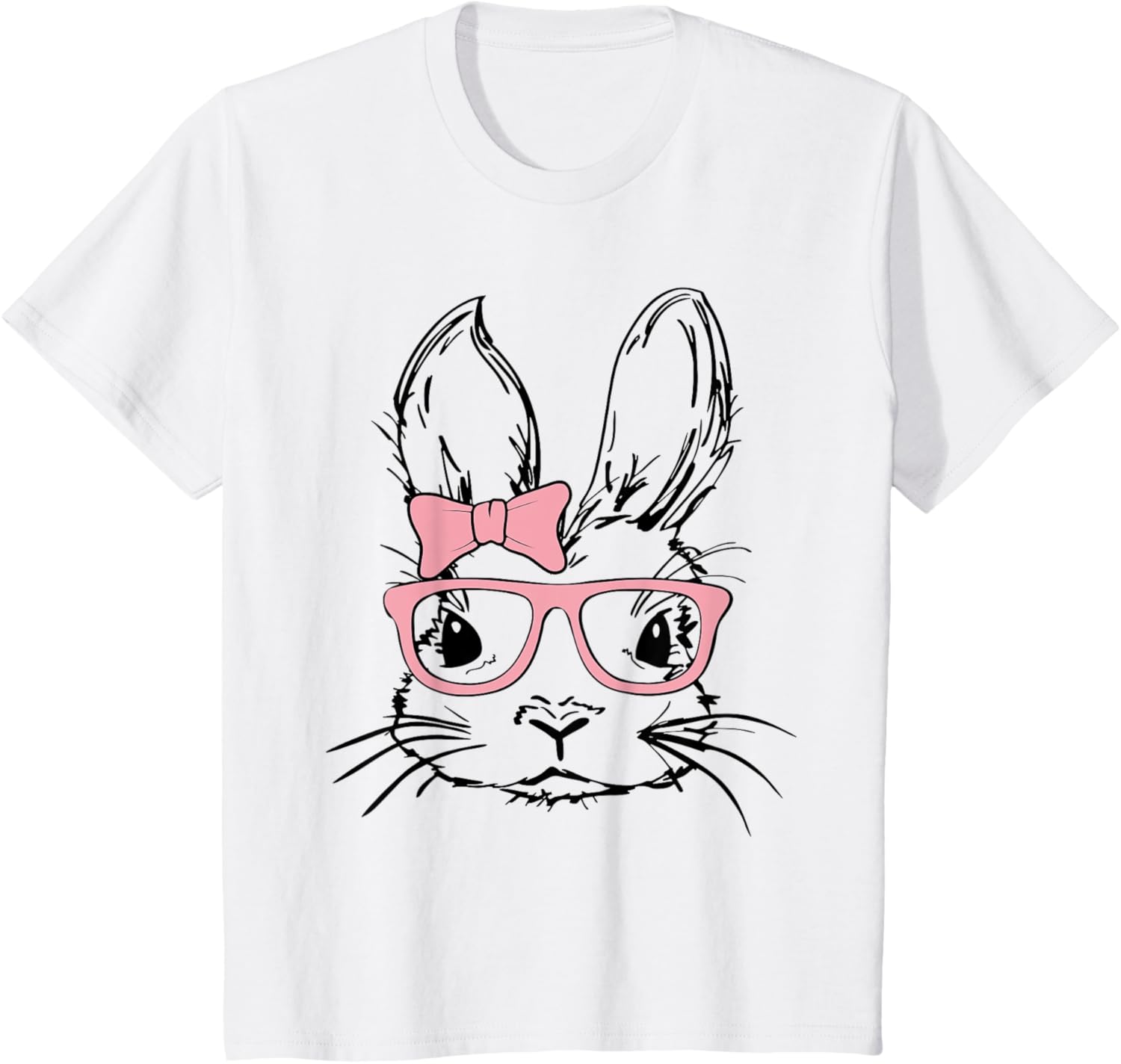 Cute Bunny Rabbit Face Coquette Bow Girl Happy Easter Day T-Shirt