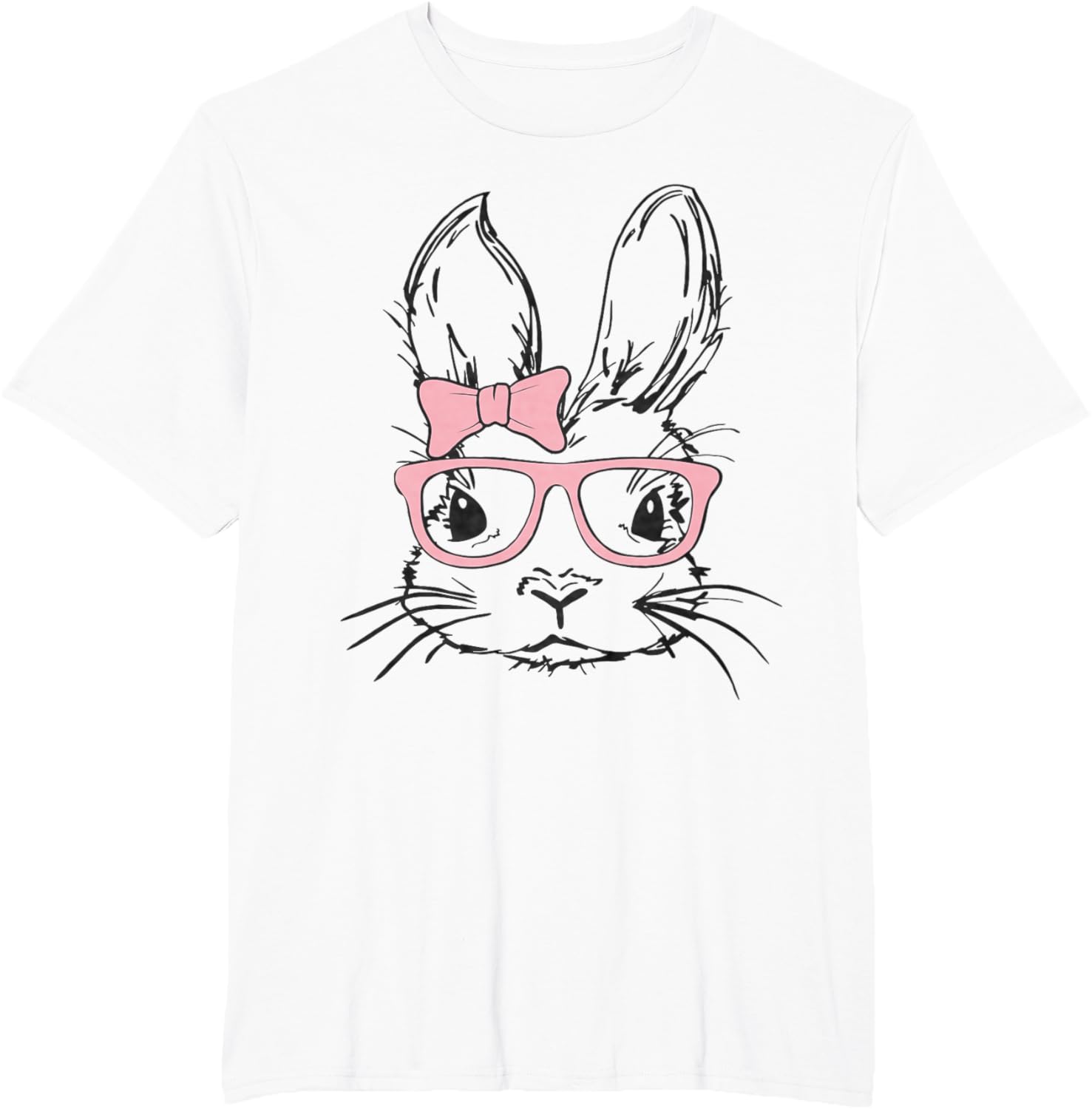 Cute Bunny Rabbit Face Coquette Bow Girl Happy Easter Day T-Shirt