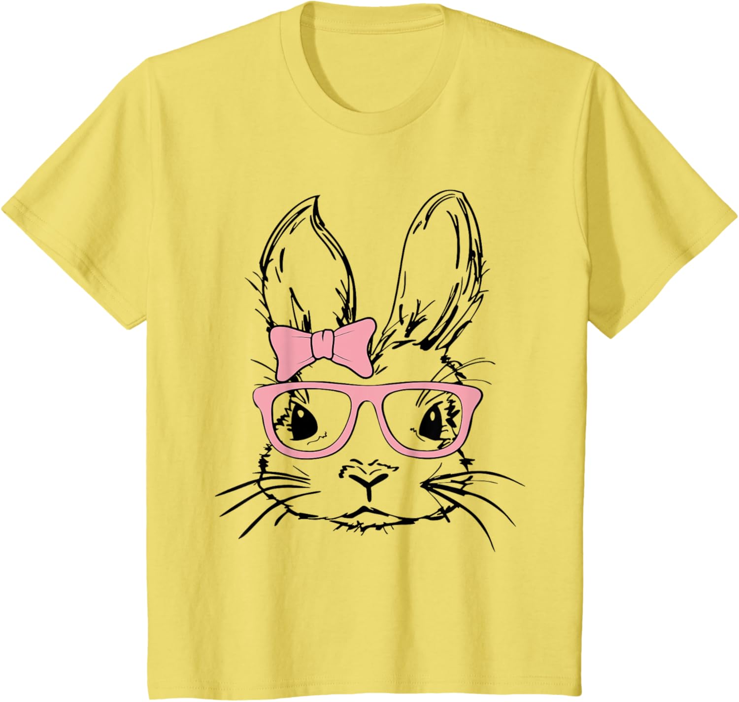 Cute Bunny Rabbit Face Coquette Bow Girl Happy Easter Day T-Shirt