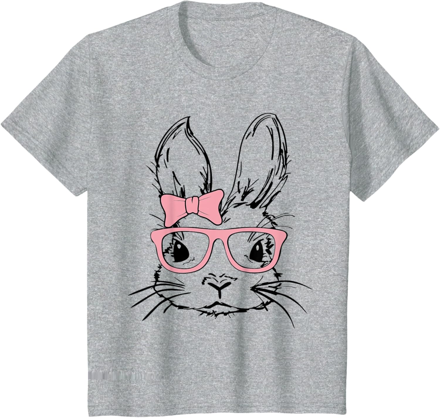 Cute Bunny Rabbit Face Coquette Bow Girl Happy Easter Day T-Shirt