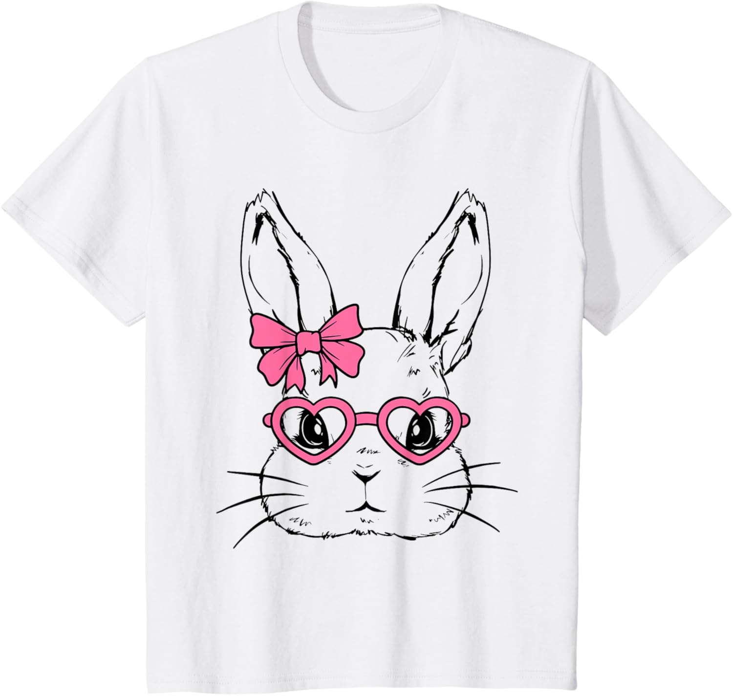 Cute Bunny Rabbit Face Coquette Bow Girl Happy Easter Day T-Shirt