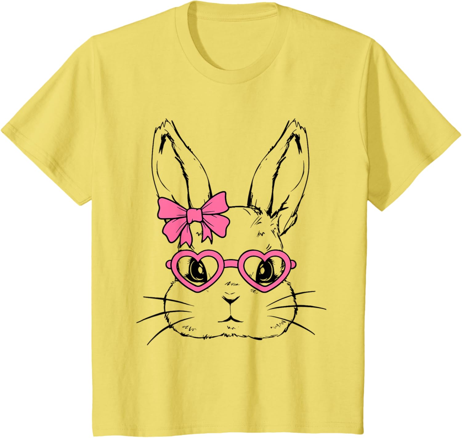 Cute Bunny Rabbit Face Coquette Bow Girl Happy Easter Day T-Shirt