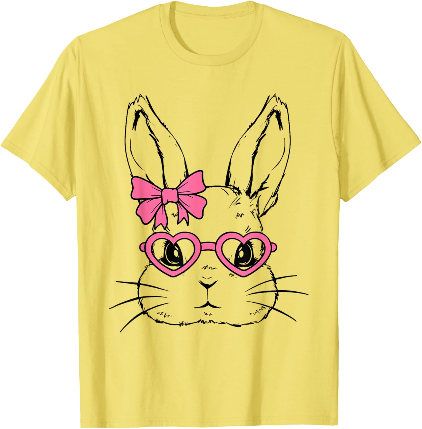 Cute Bunny Rabbit Face Coquette Bow Girl Happy Easter Day T-Shirt