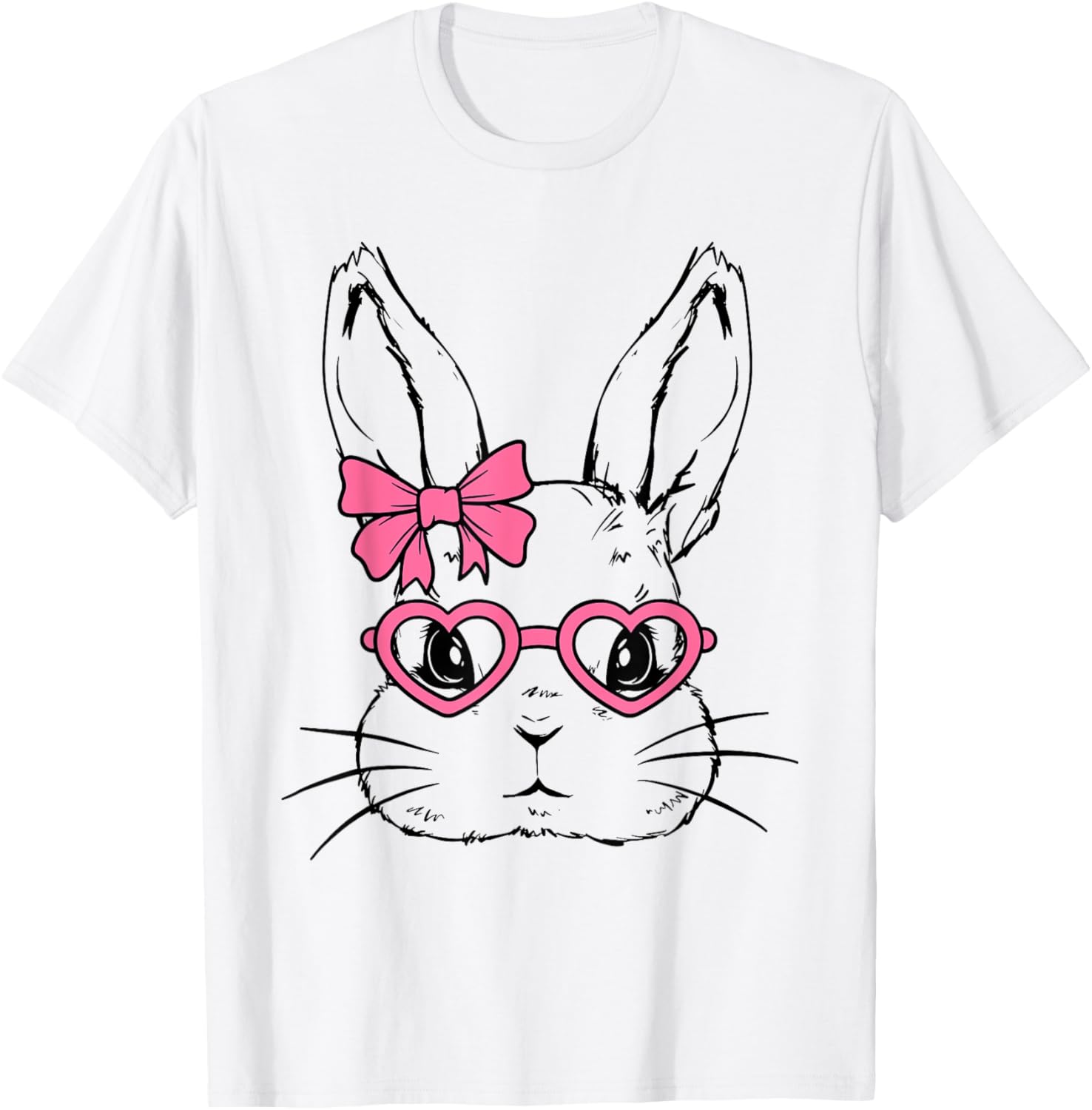 Cute Bunny Rabbit Face Coquette Bow Girl Happy Easter Day T-Shirt