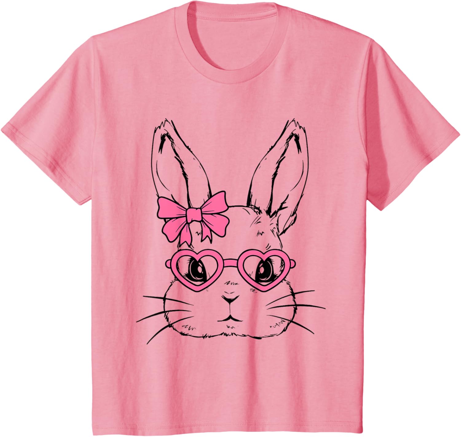 Cute Bunny Rabbit Face Coquette Bow Girl Happy Easter Day T-Shirt