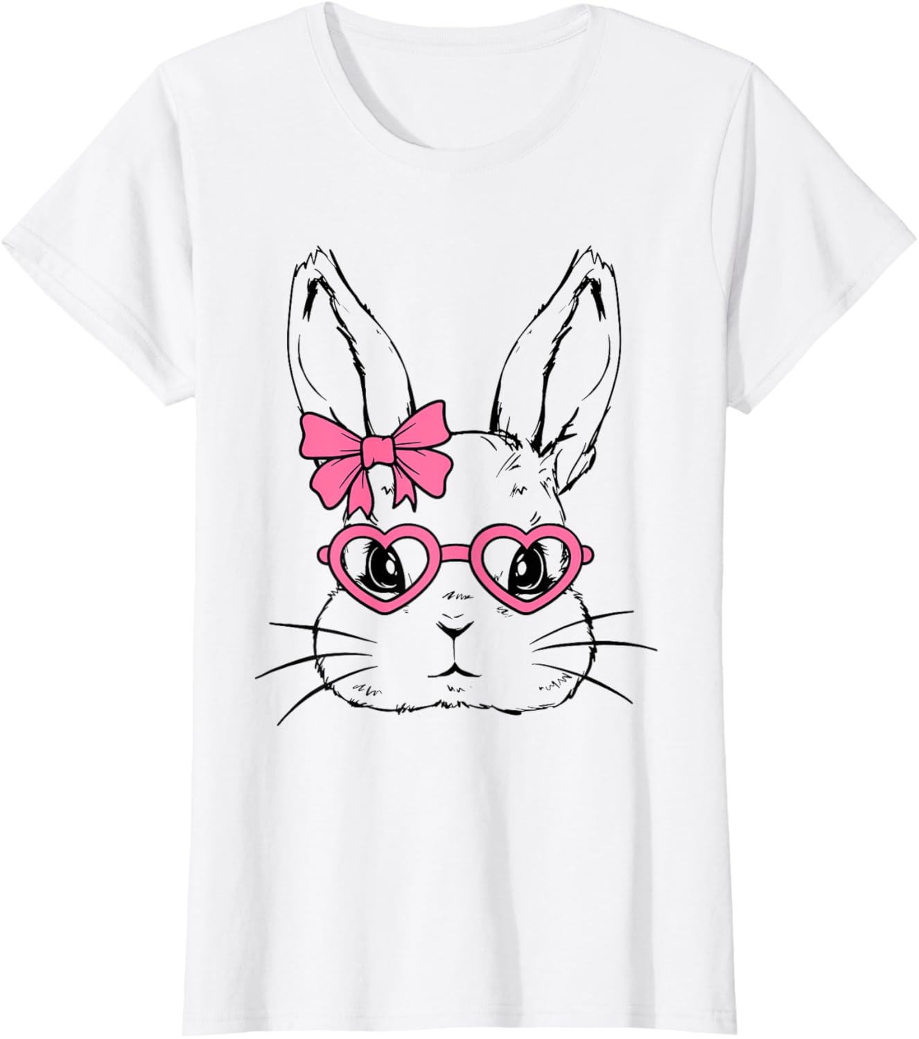 Cute Bunny Rabbit Face Coquette Bow Girl Happy Easter Day T-Shirt