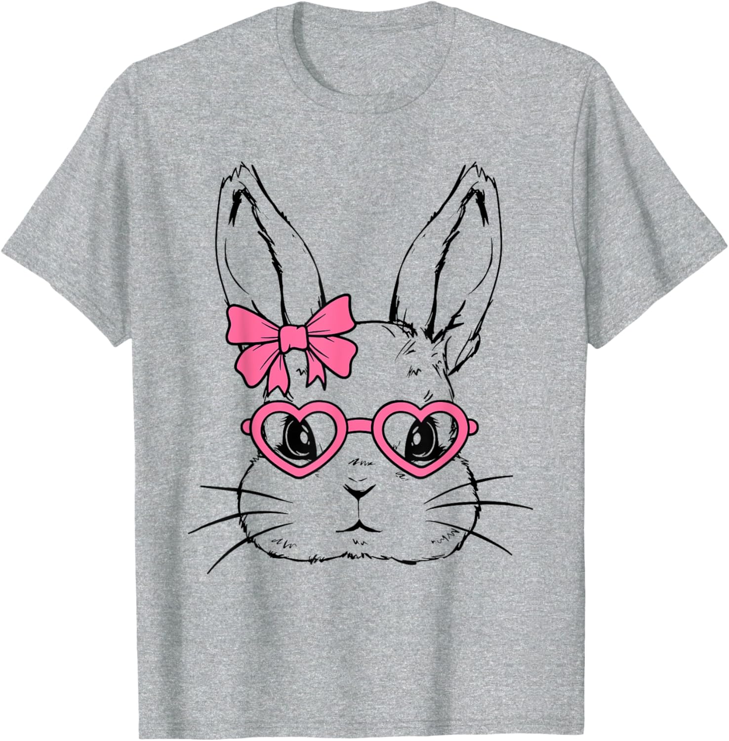 Cute Bunny Rabbit Face Coquette Bow Girl Happy Easter Day T-Shirt