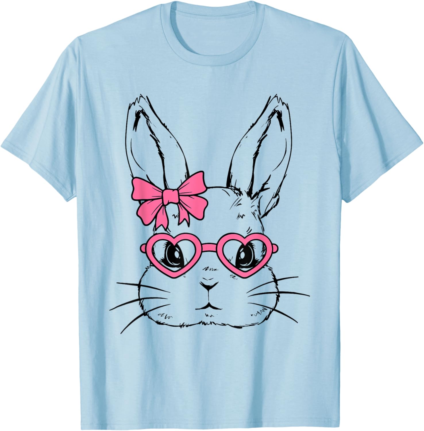 Cute Bunny Rabbit Face Coquette Bow Girl Happy Easter Day T-Shirt