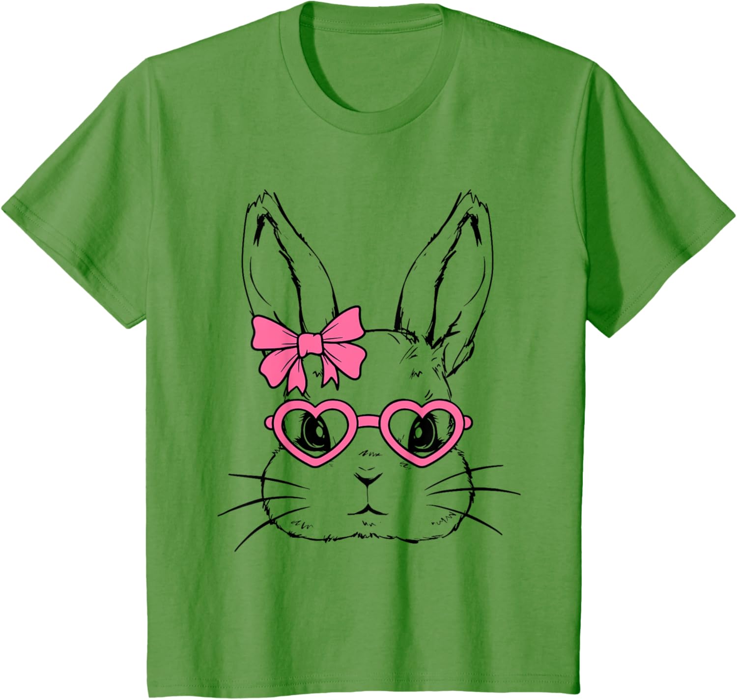 Cute Bunny Rabbit Face Coquette Bow Girl Happy Easter Day T-Shirt