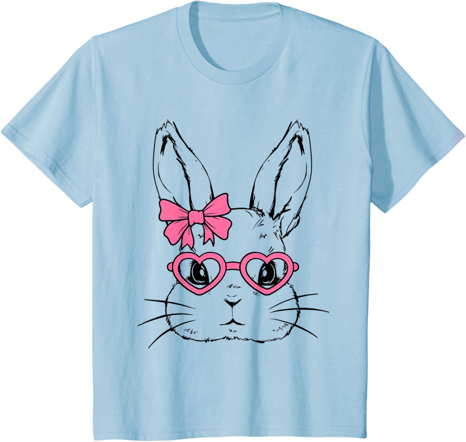 Cute Bunny Rabbit Face Coquette Bow Girl Happy Easter Day T-Shirt