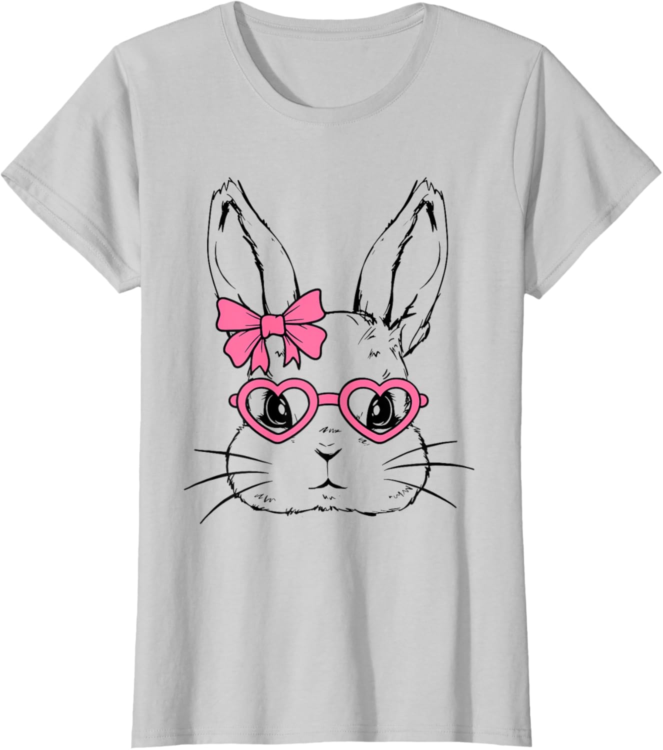 Cute Bunny Rabbit Face Coquette Bow Girl Happy Easter Day T-Shirt