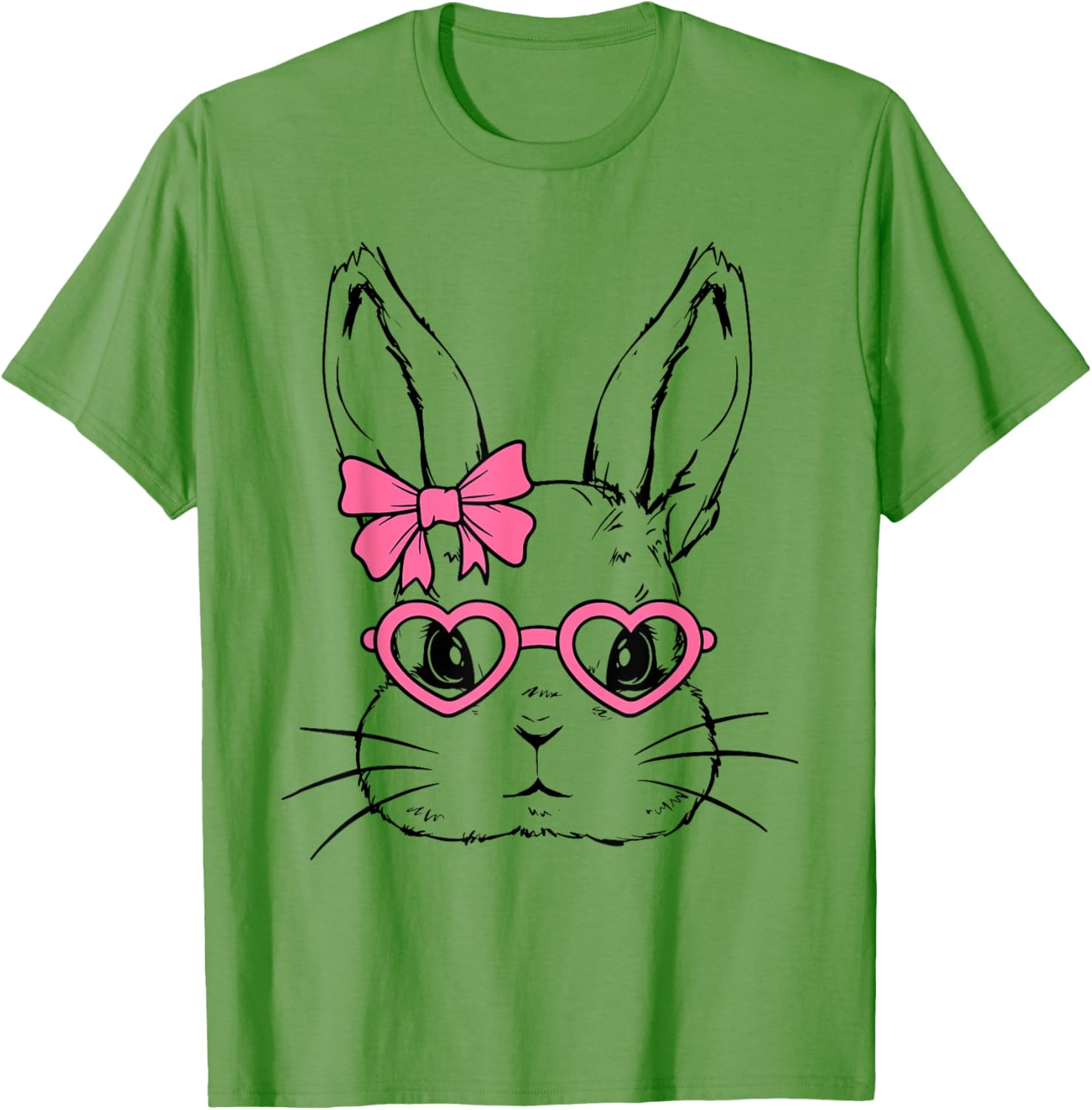 Cute Bunny Rabbit Face Coquette Bow Girl Happy Easter Day T-Shirt