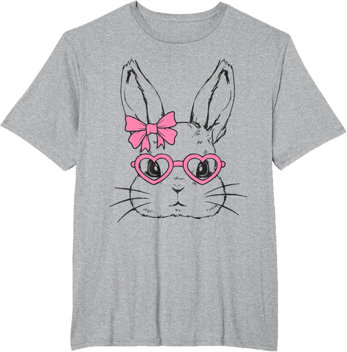 Cute Bunny Rabbit Face Coquette Bow Girl Happy Easter Day T-Shirt