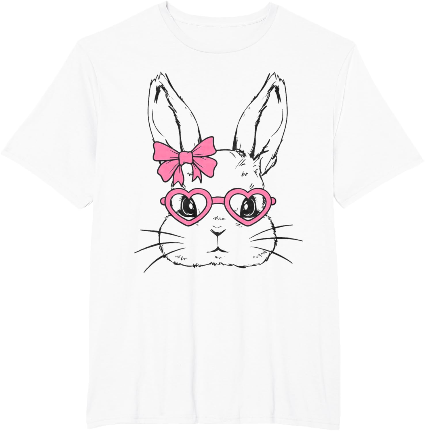 Cute Bunny Rabbit Face Coquette Bow Girl Happy Easter Day T-Shirt