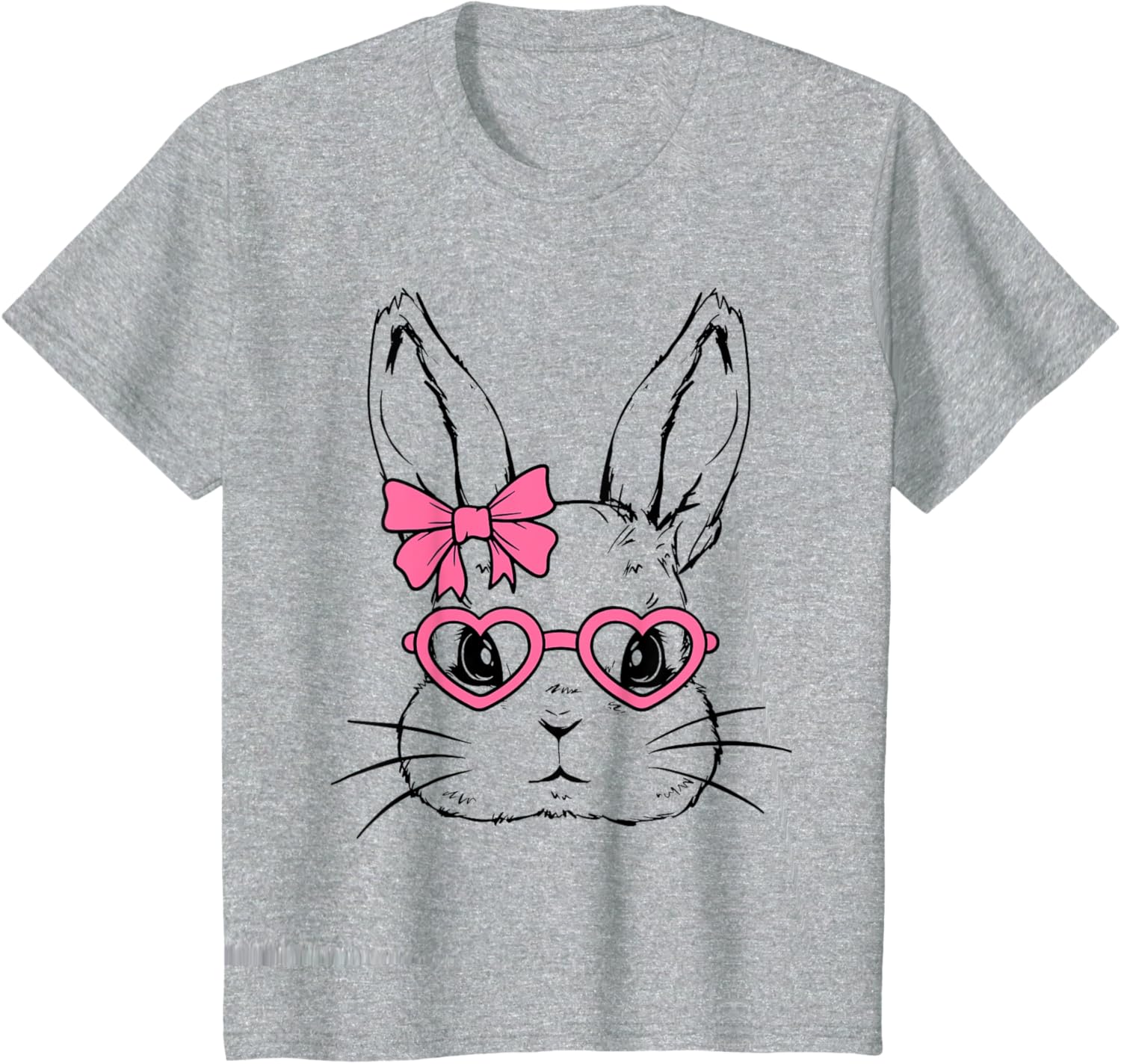 Cute Bunny Rabbit Face Coquette Bow Girl Happy Easter Day T-Shirt