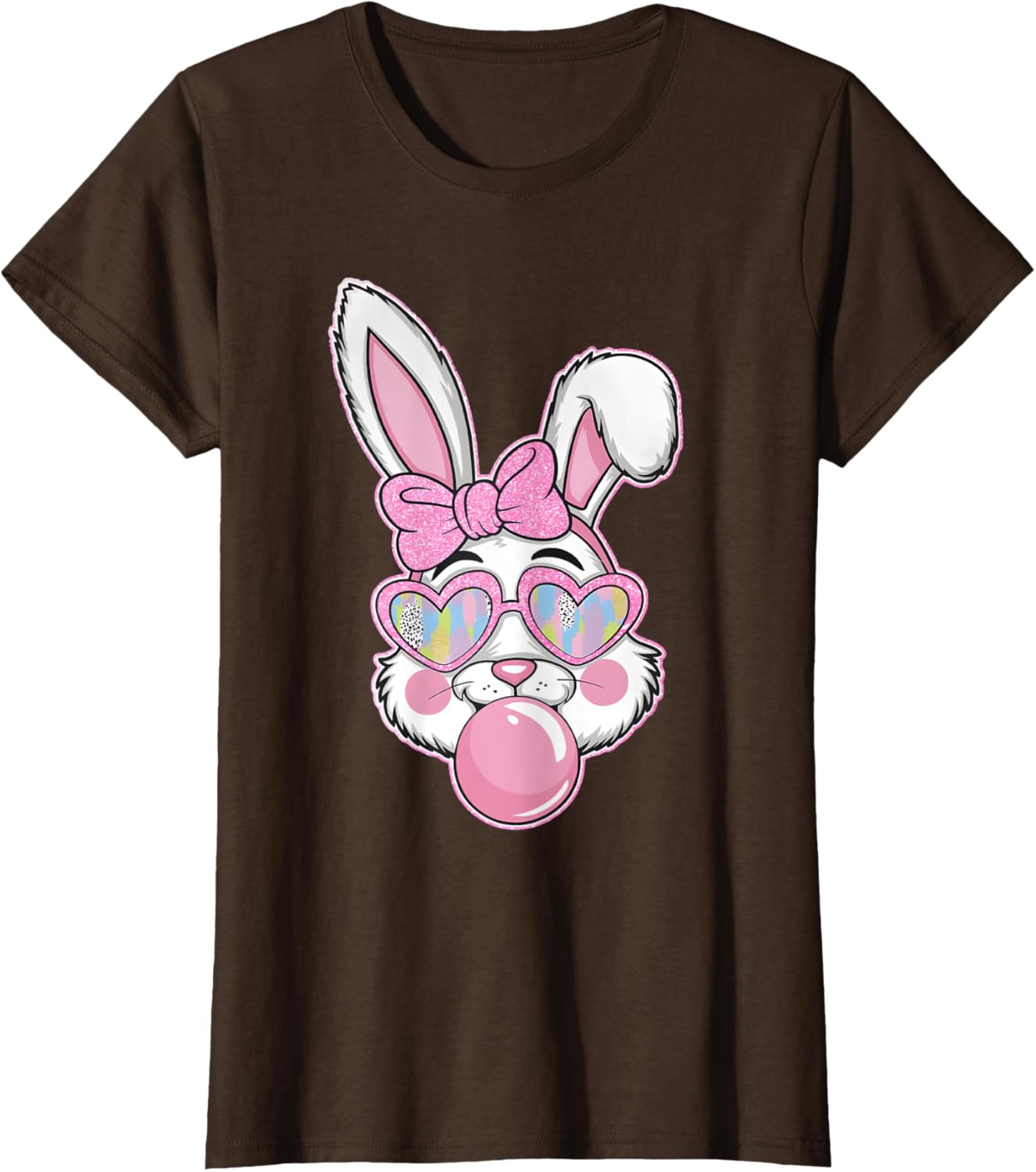 Cute Bunny Rabbit Face Coquette Bow Girl Happy Easter Day T-Shirt