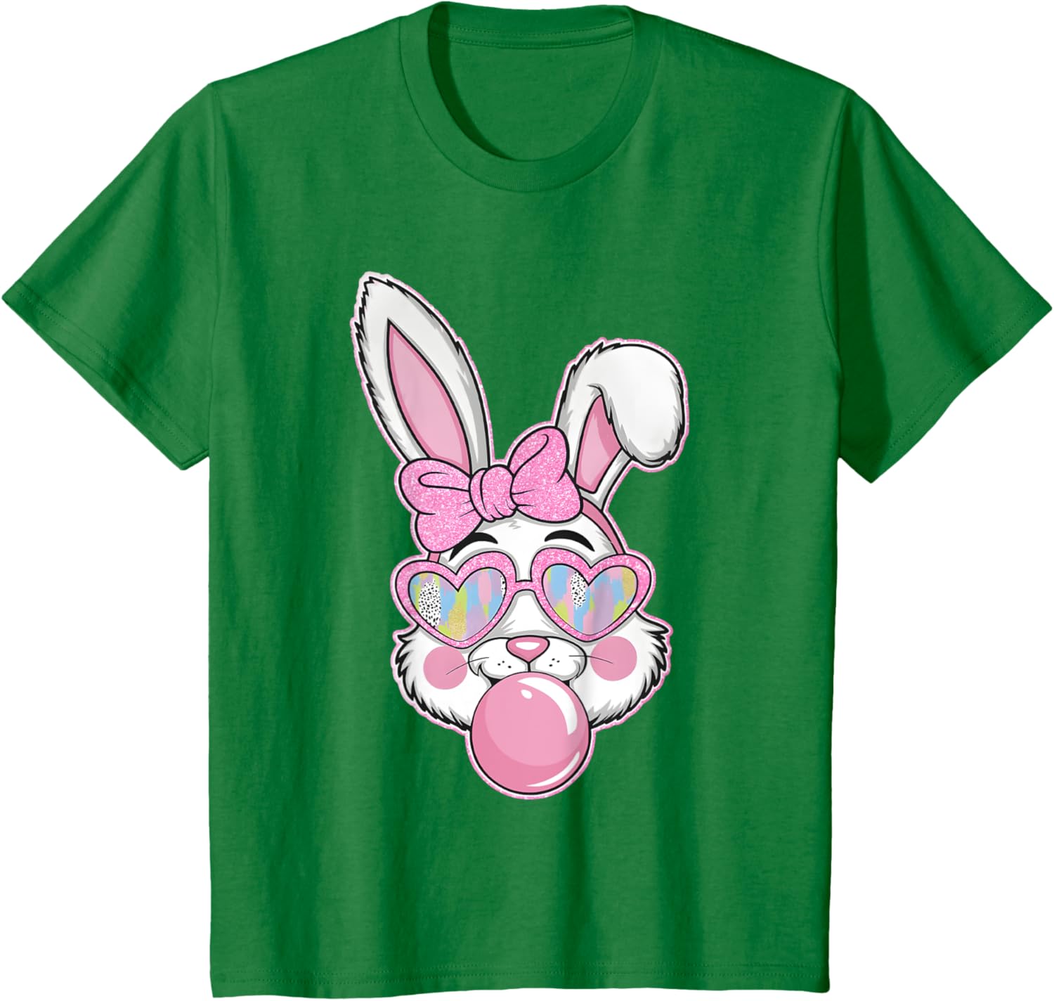 Cute Bunny Rabbit Face Coquette Bow Girl Happy Easter Day T-Shirt