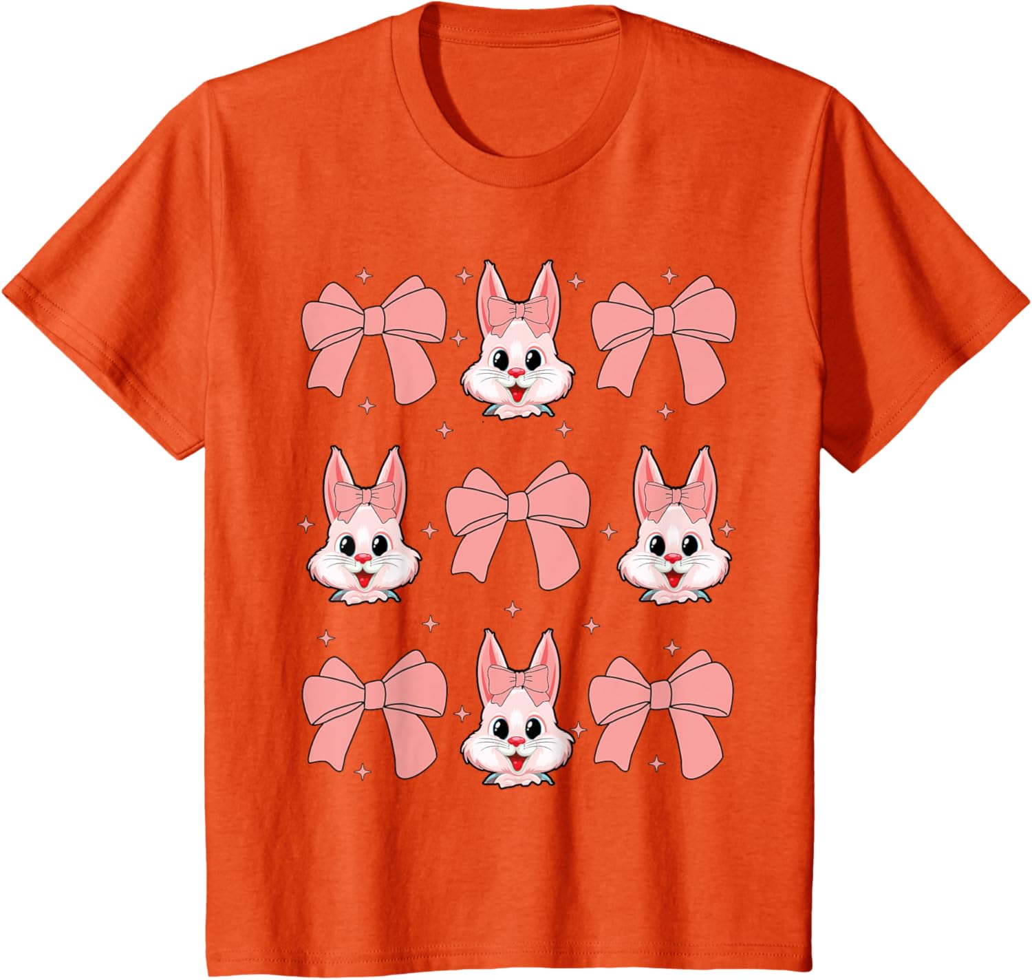 Cute Bunny Rabbit Face Girl Happy Easter Day Coquette Bow T-Shirt