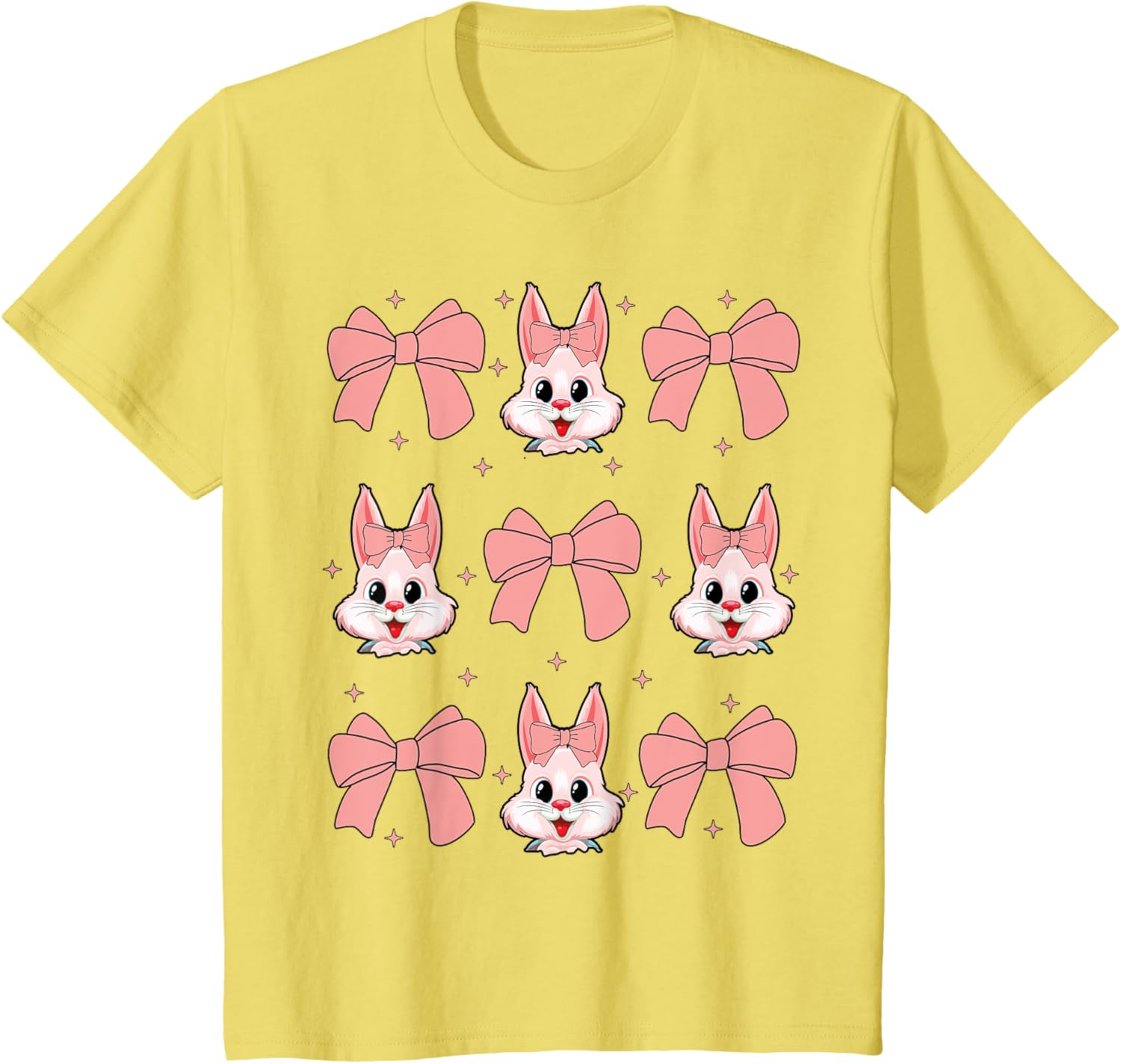 Cute Bunny Rabbit Face Girl Happy Easter Day Coquette Bow T-Shirt