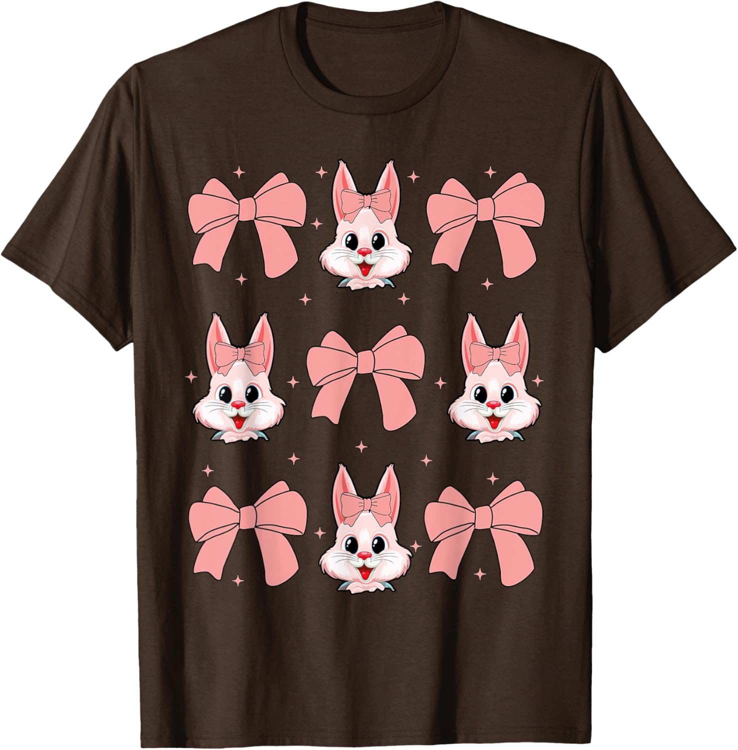 Cute Bunny Rabbit Face Girl Happy Easter Day Coquette Bow T-Shirt