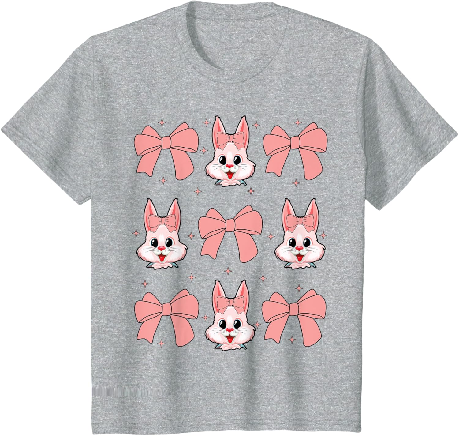 Cute Bunny Rabbit Face Girl Happy Easter Day Coquette Bow T-Shirt