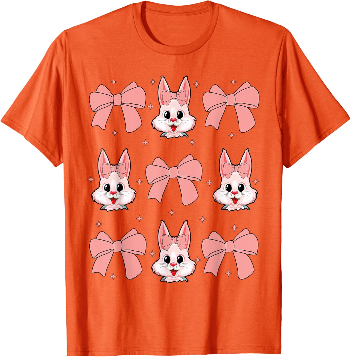 Cute Bunny Rabbit Face Girl Happy Easter Day Coquette Bow T-Shirt