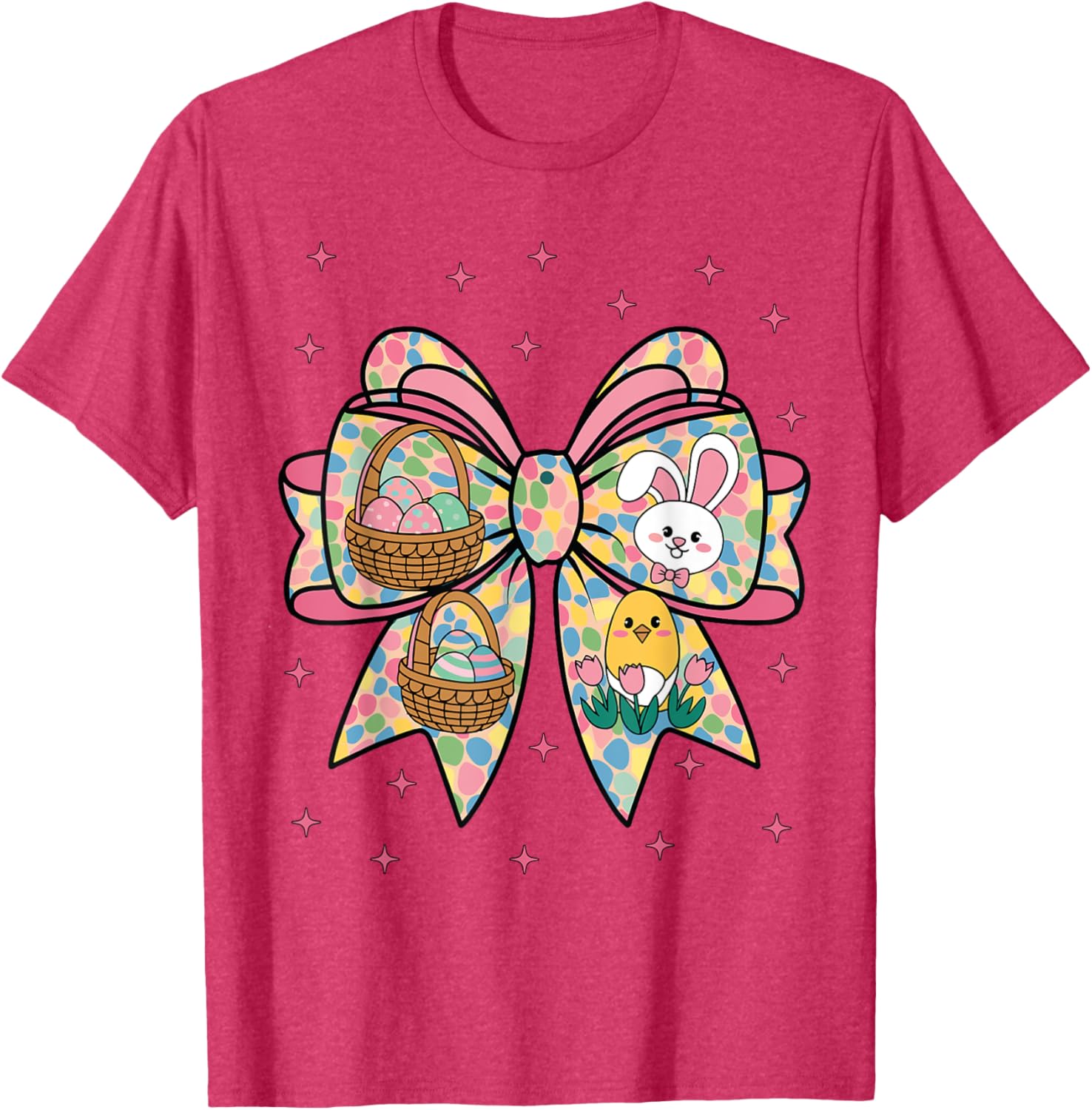 Cute Bunny Rabbit Face Girl Happy Easter Day Coquette Bow T-Shirt