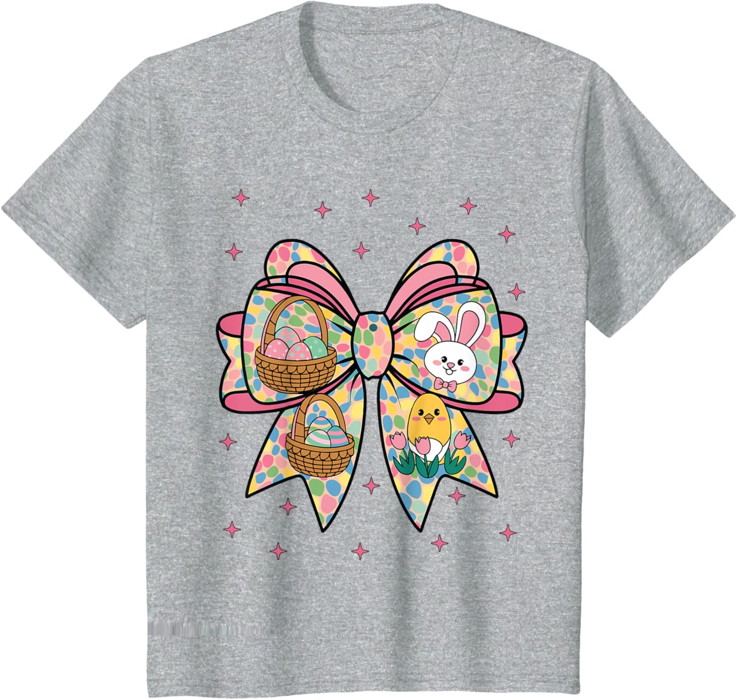 Cute Bunny Rabbit Face Girl Happy Easter Day Coquette Bow T-Shirt