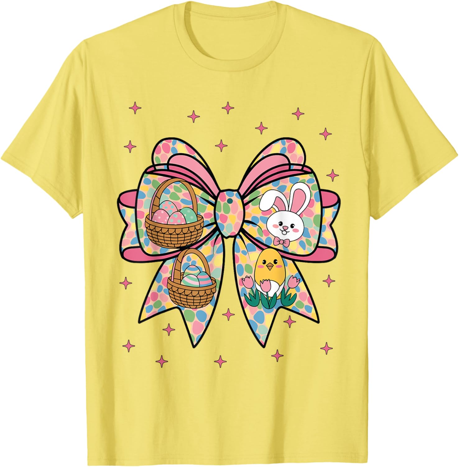 Cute Bunny Rabbit Face Girl Happy Easter Day Coquette Bow T-Shirt