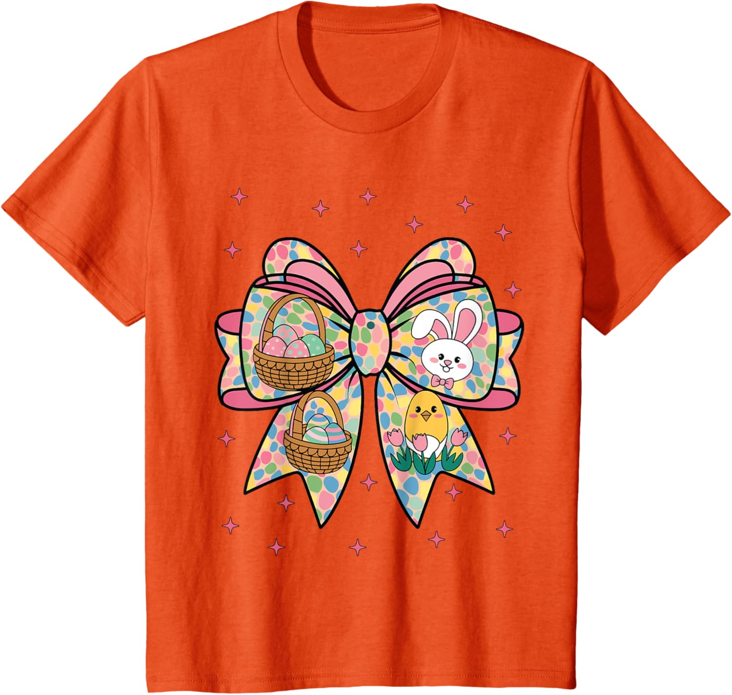 Cute Bunny Rabbit Face Girl Happy Easter Day Coquette Bow T-Shirt