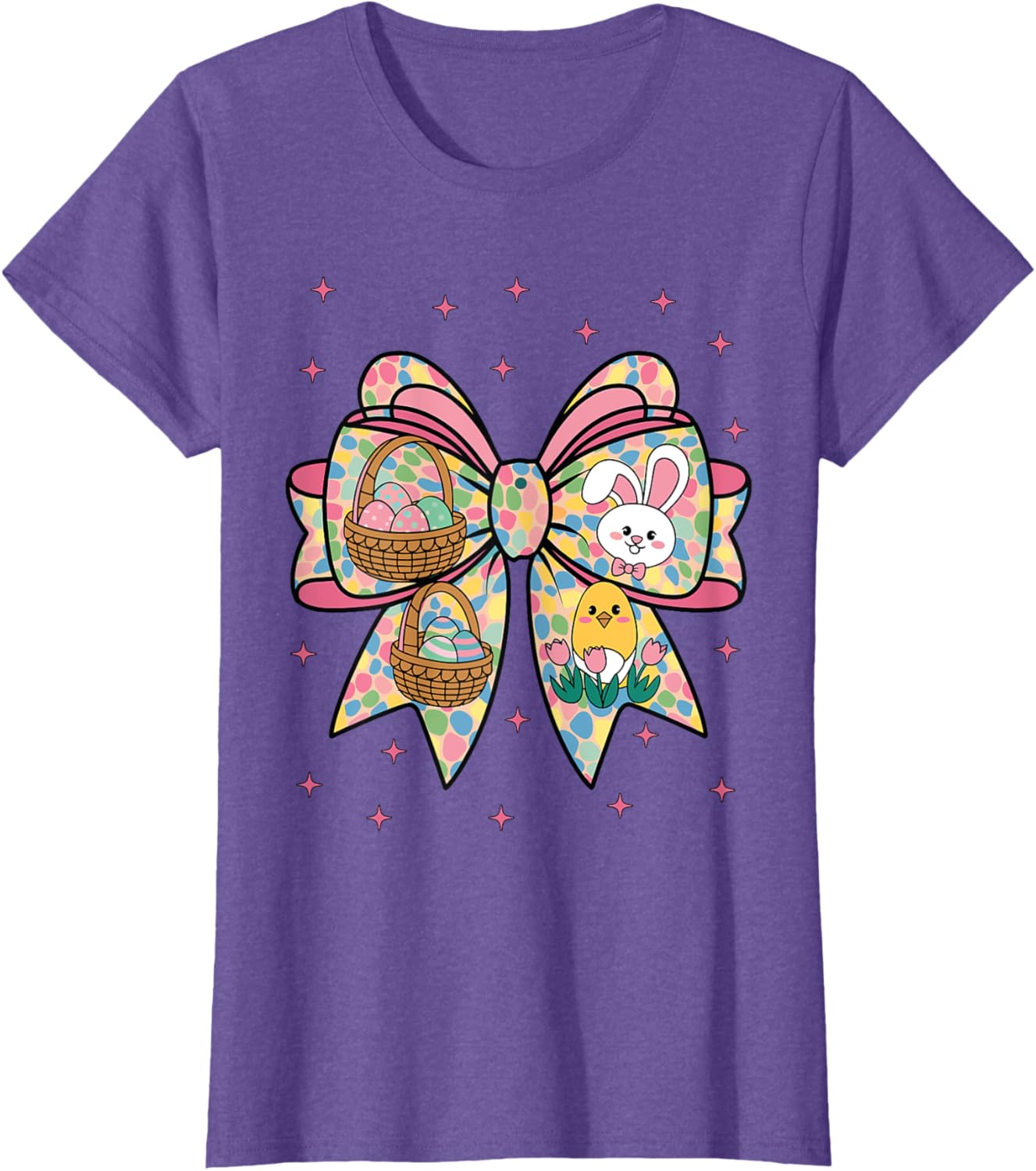 Cute Bunny Rabbit Face Girl Happy Easter Day Coquette Bow T-Shirt