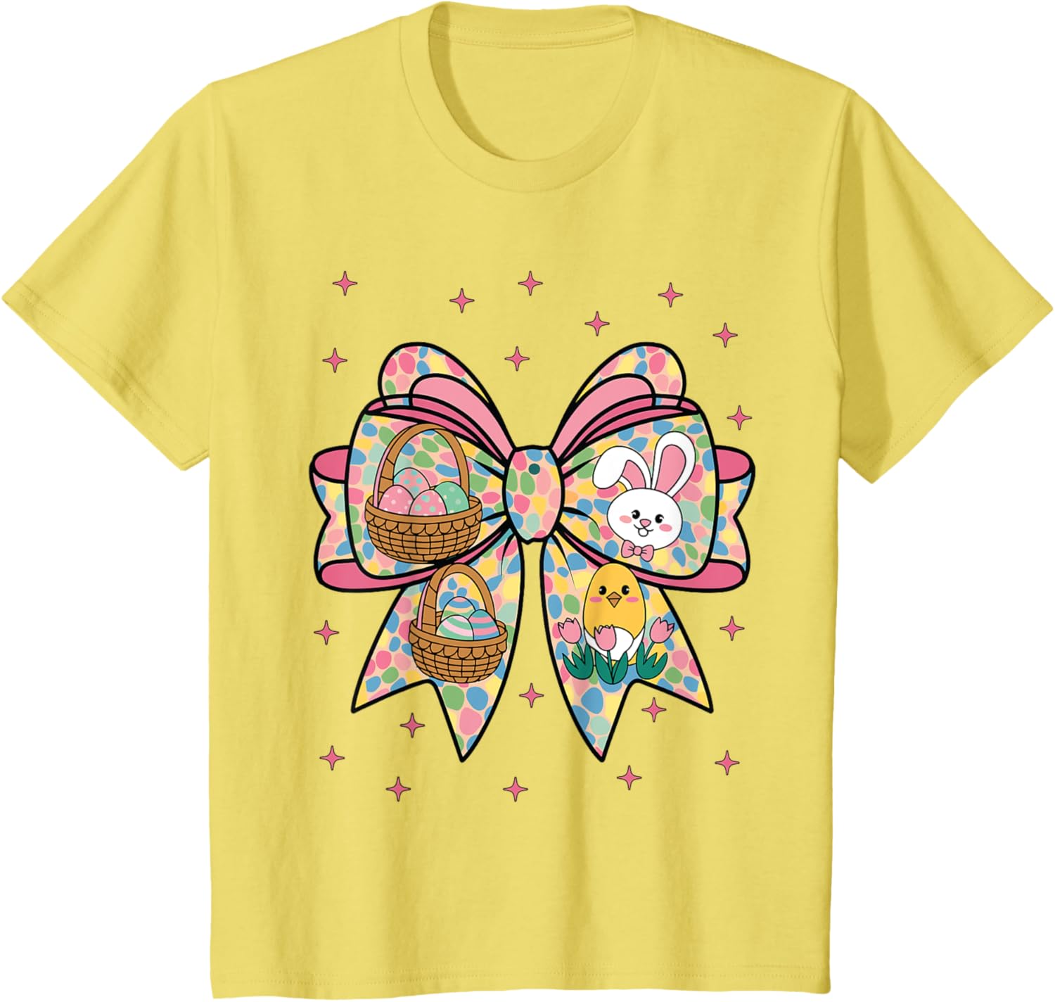 Cute Bunny Rabbit Face Girl Happy Easter Day Coquette Bow T-Shirt