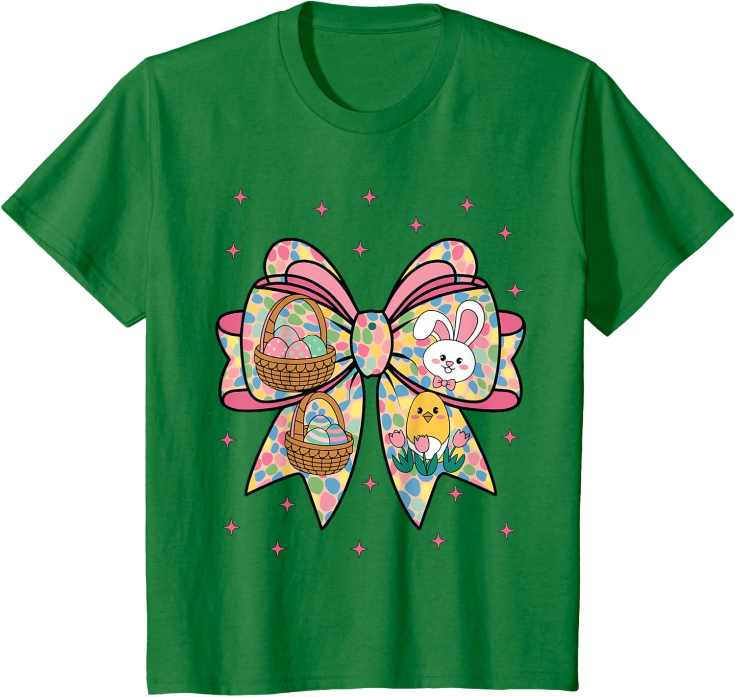 Cute Bunny Rabbit Face Girl Happy Easter Day Coquette Bow T-Shirt