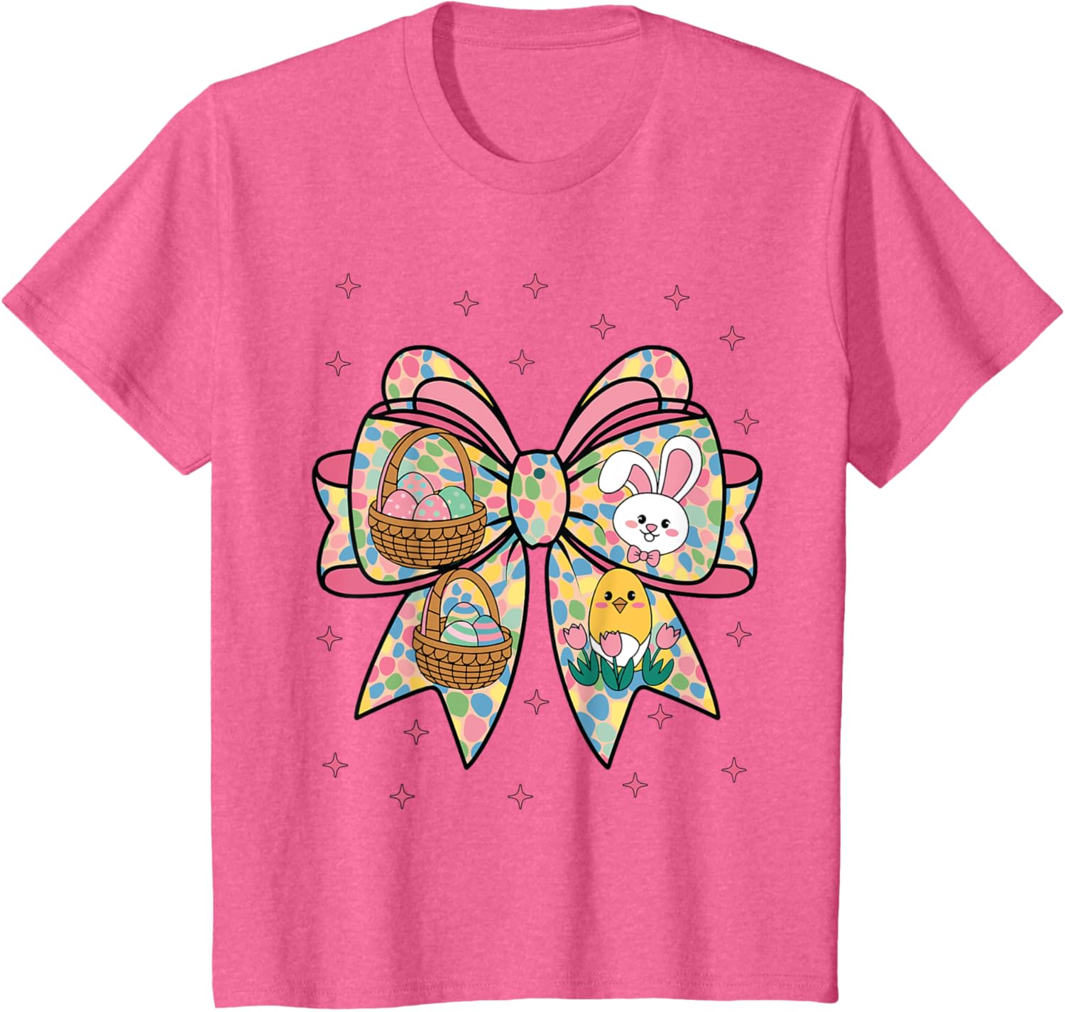 Cute Bunny Rabbit Face Girl Happy Easter Day Coquette Bow T-Shirt