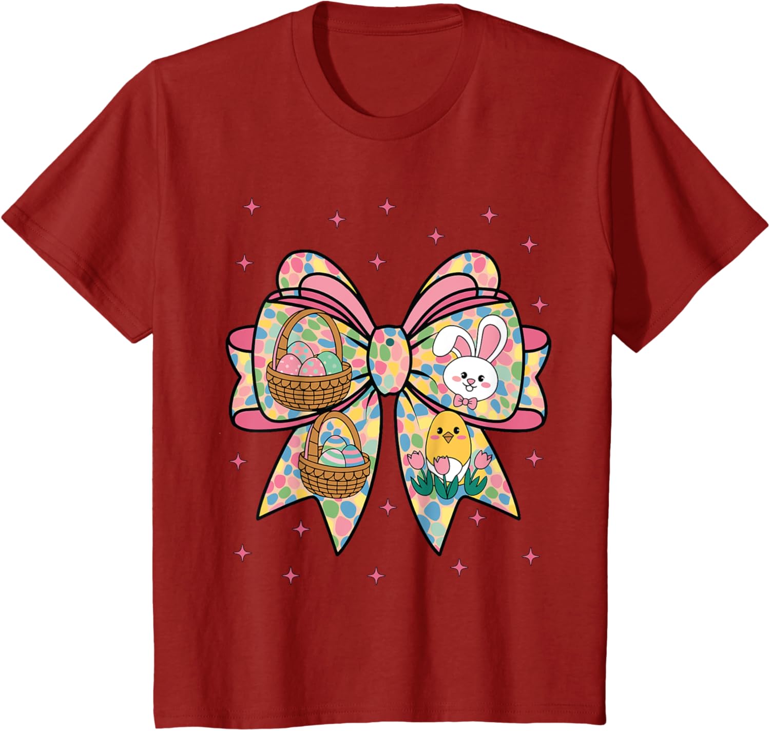 Cute Bunny Rabbit Face Girl Happy Easter Day Coquette Bow T-Shirt