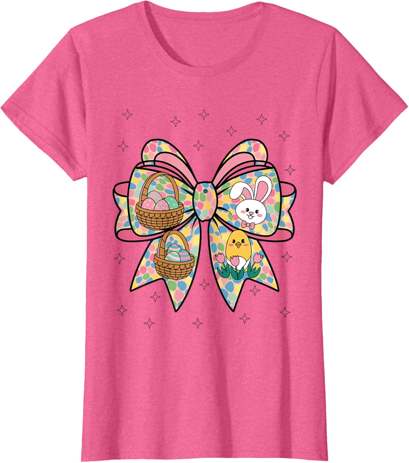 Cute Bunny Rabbit Face Girl Happy Easter Day Coquette Bow T-Shirt