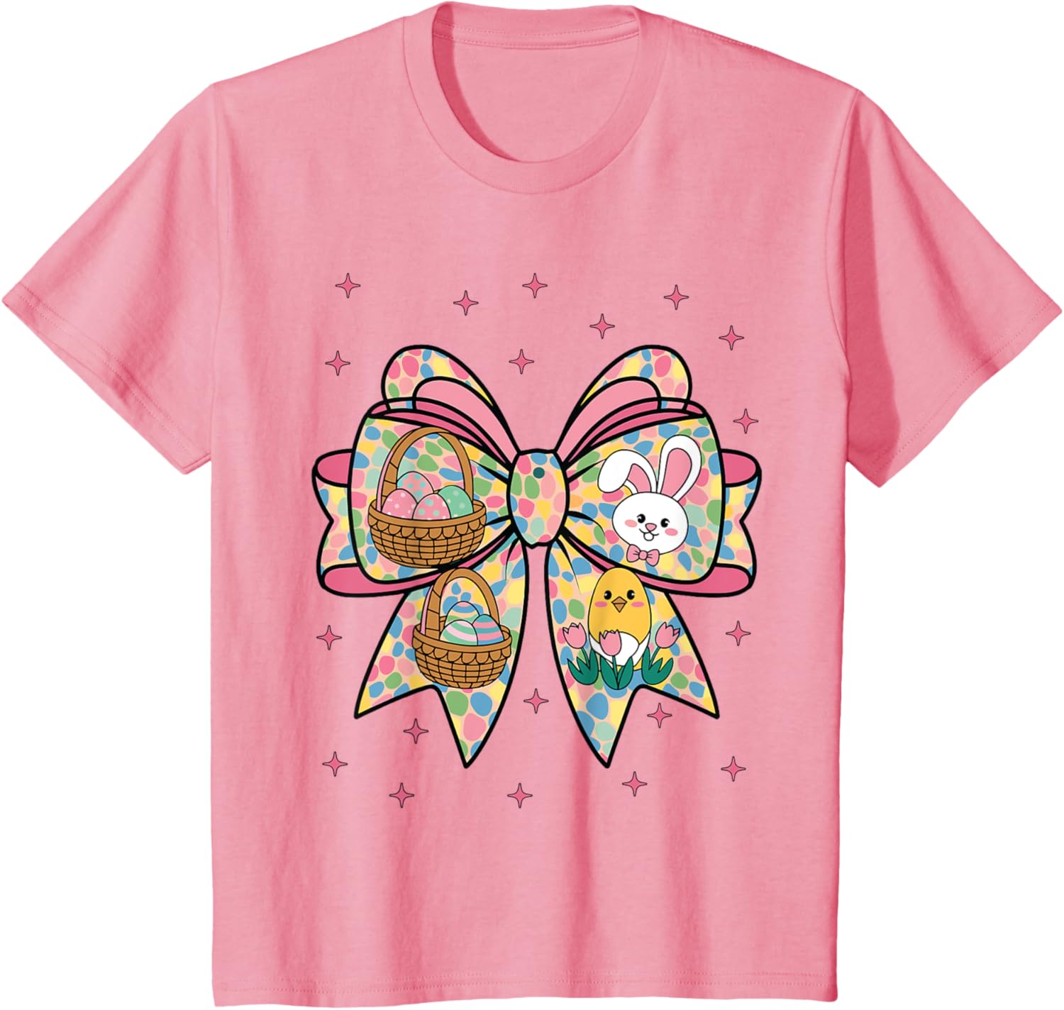 Cute Bunny Rabbit Face Girl Happy Easter Day Coquette Bow T-Shirt