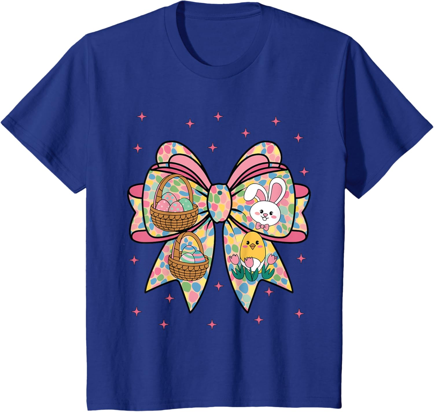 Cute Bunny Rabbit Face Girl Happy Easter Day Coquette Bow T-Shirt