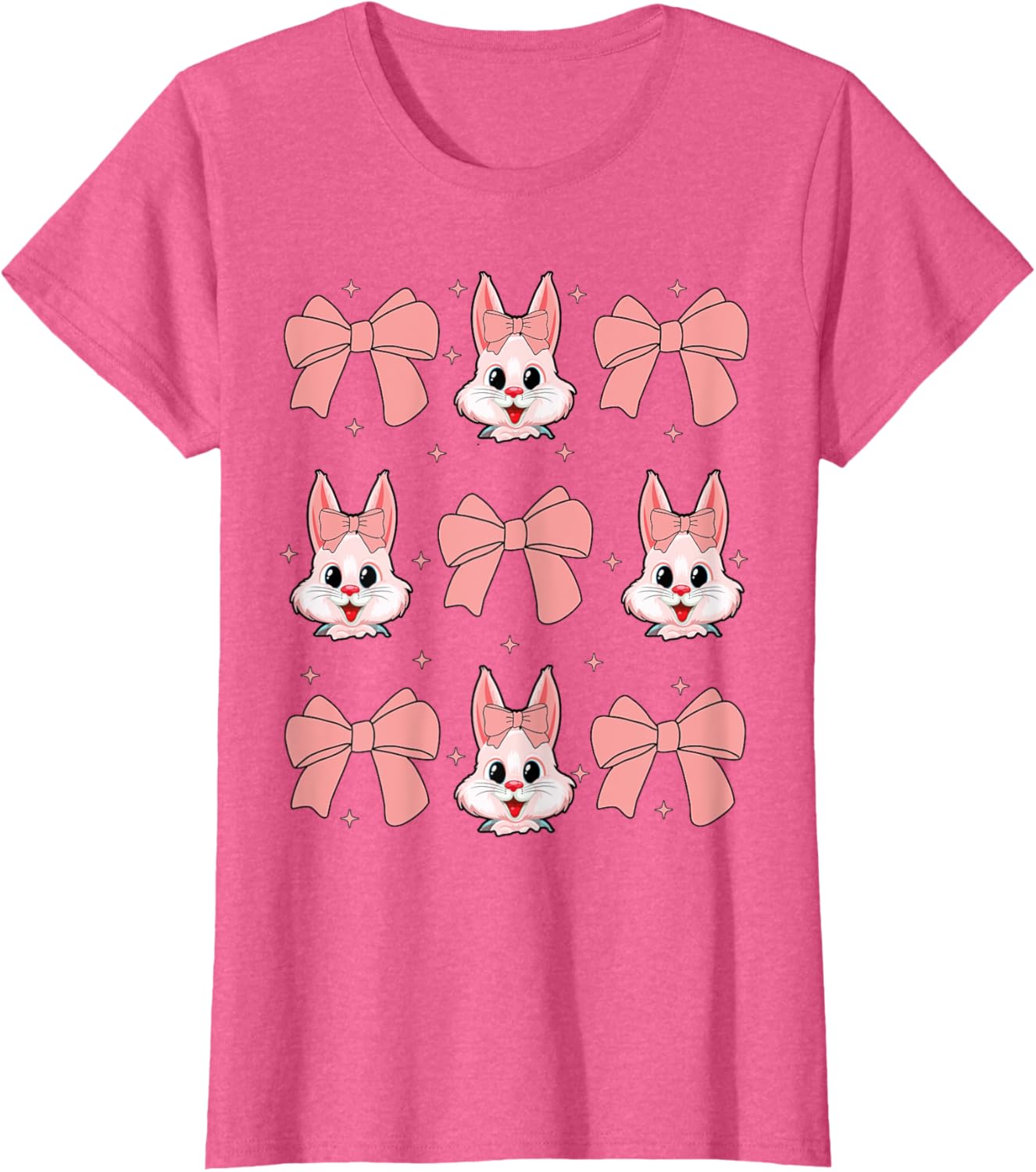 Cute Bunny Rabbit Face Girl Happy Easter Day Coquette Bow T-Shirt