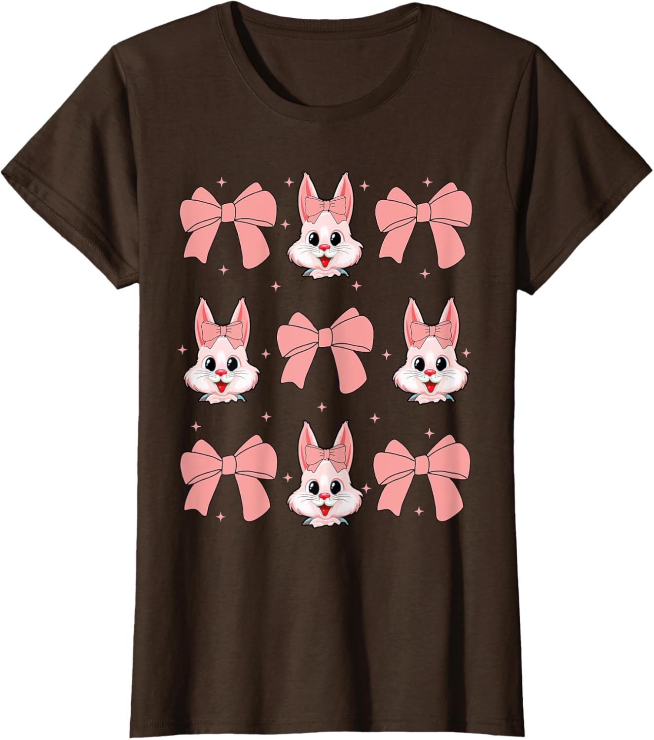 Cute Bunny Rabbit Face Girl Happy Easter Day Coquette Bow T-Shirt