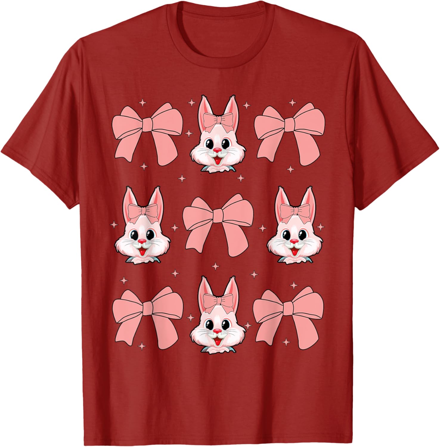 Cute Bunny Rabbit Face Girl Happy Easter Day Coquette Bow T-Shirt